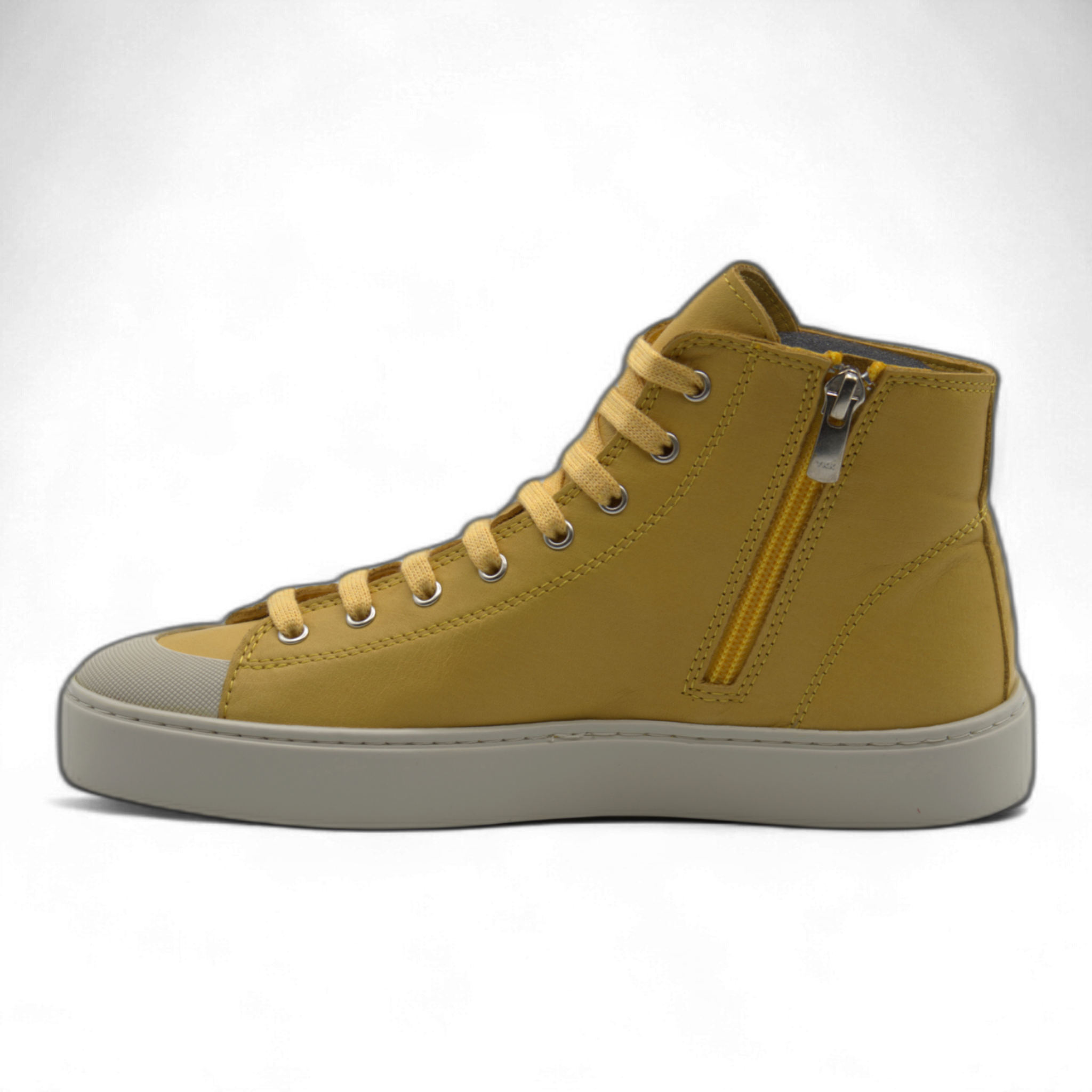 Women's Leather High Top Sneakers with Convenient Side Zipper