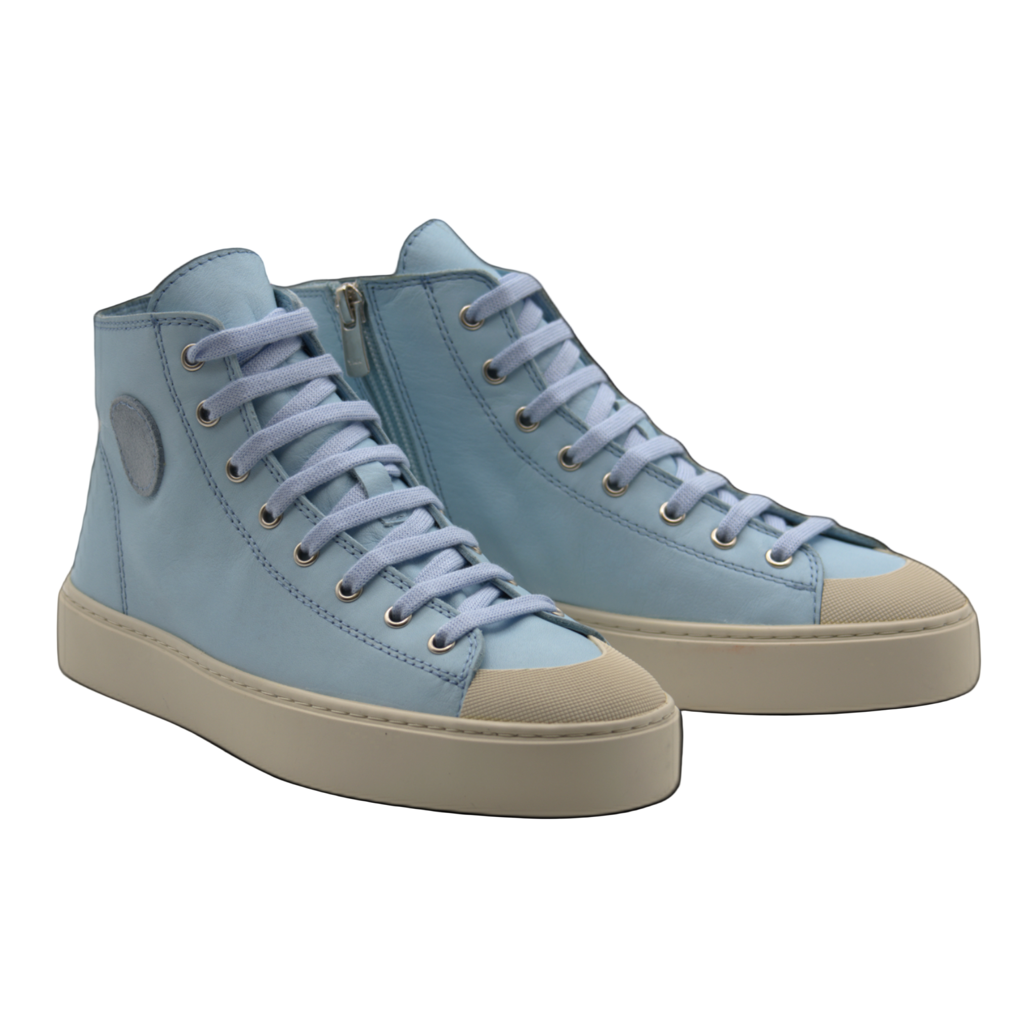 Women's Leather High Top Sneakers with Convenient Side Zipper (August Style)