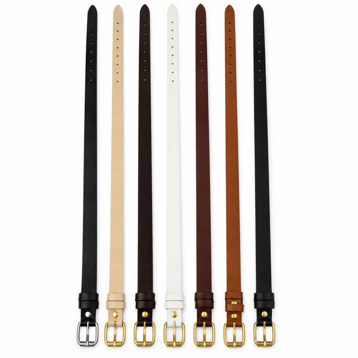 Women’s 7-Pack Belt Set with Gold-Tone and Silver-Tone Buckles for Jeans, Pants & Dresses