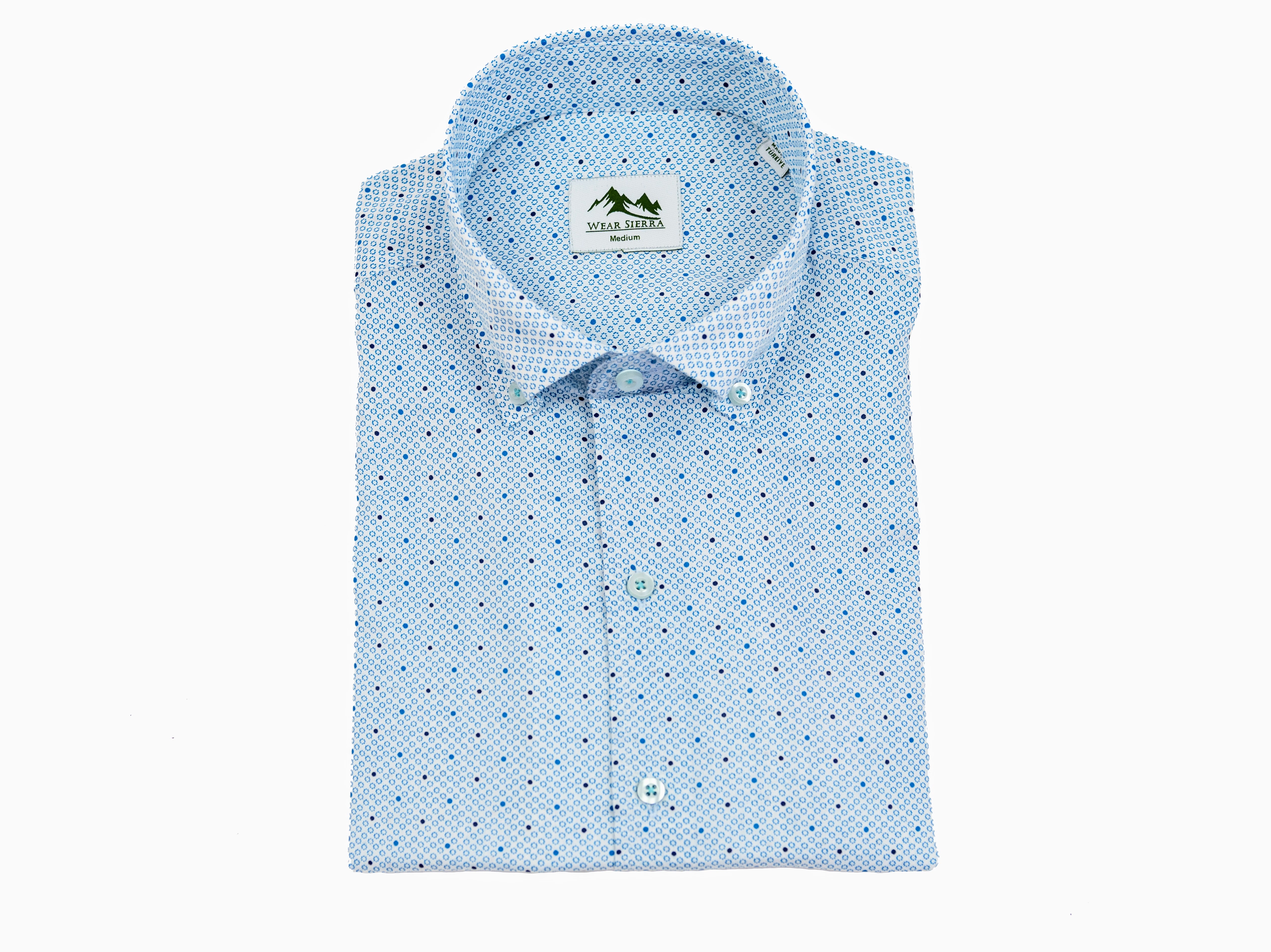 Wear Sierra Top Shelf Cotton Short Sleeve Button Down Shirts Blue Dots