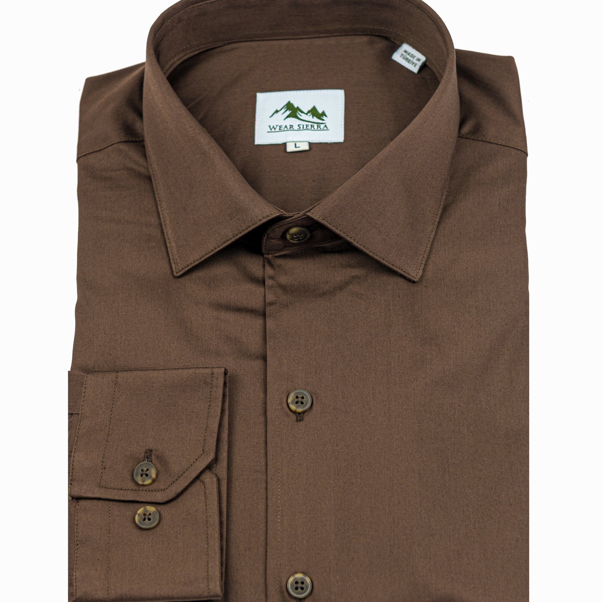 Wear Sierra Top Shelf Men's Turkish Cotton Long Sleeve Button Up Shirt in Brown, Perfect Casual Friday Shirt for Men