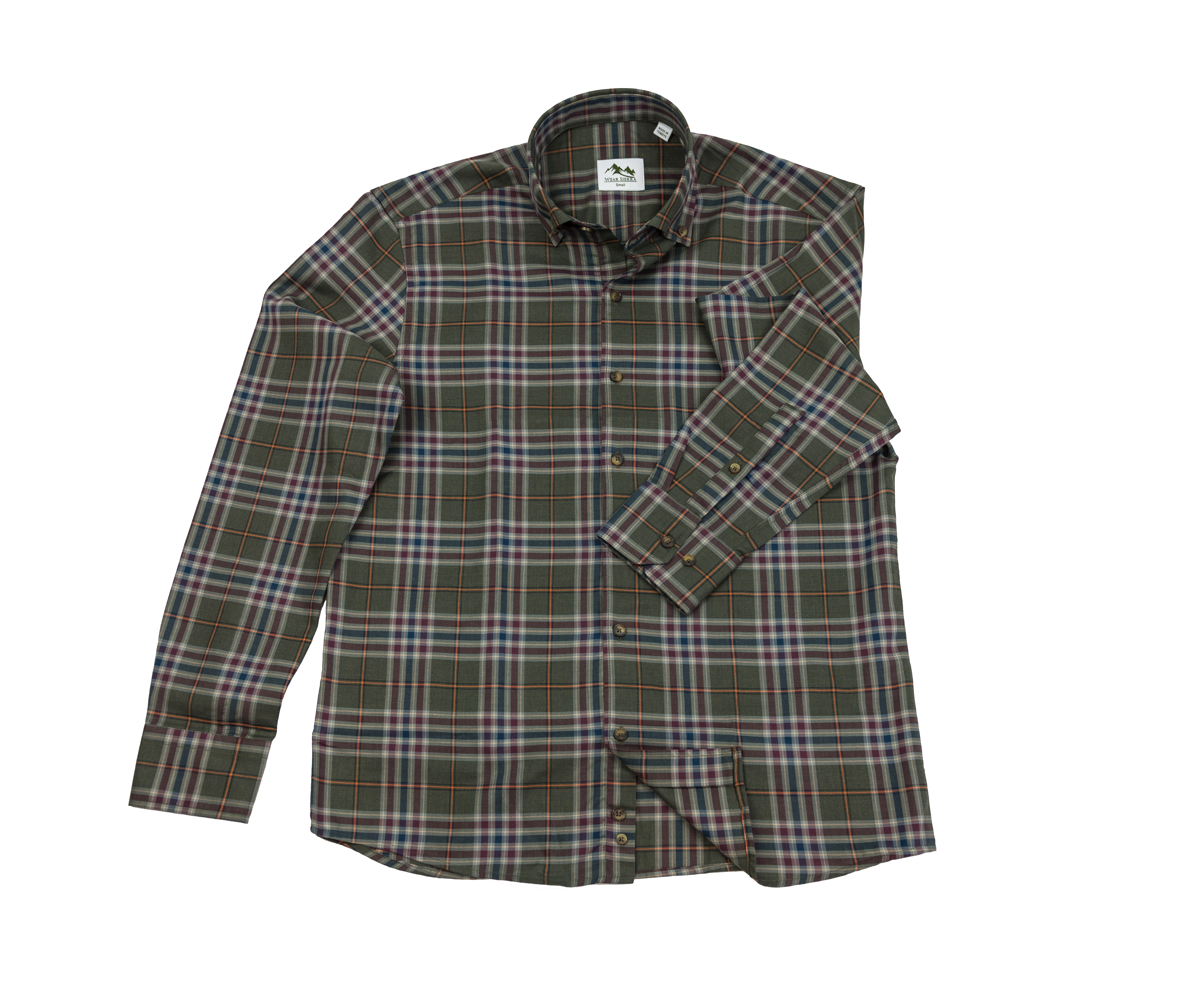 Wear Sierra Top Shelf Cotton Long Sleeve Button Down Shirts in Brown + Green Plaid - 0