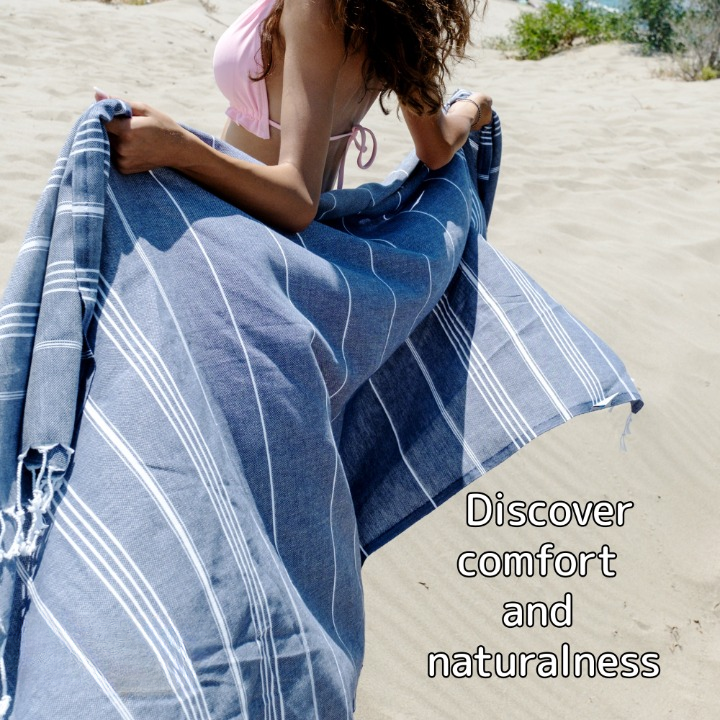 Turkish Cotton Beach Towel, Prewashed, Soft, Absorbent, Quick Dry, Oversized Bath Towels for Bathroom, Pool, Travel, Picnics, Size 39x71