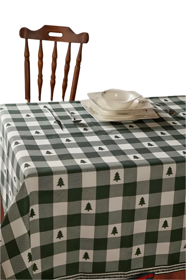 Christmas Green Checkered Pine Tablecloth