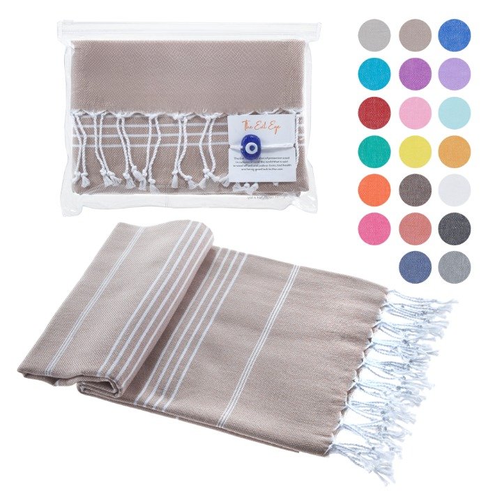 Turkish Cotton Beach Towel, Prewashed, Soft, Absorbent, Quick Dry, Oversized Bath Towels for Bathroom, Pool, Travel, Picnics, Size 39x71