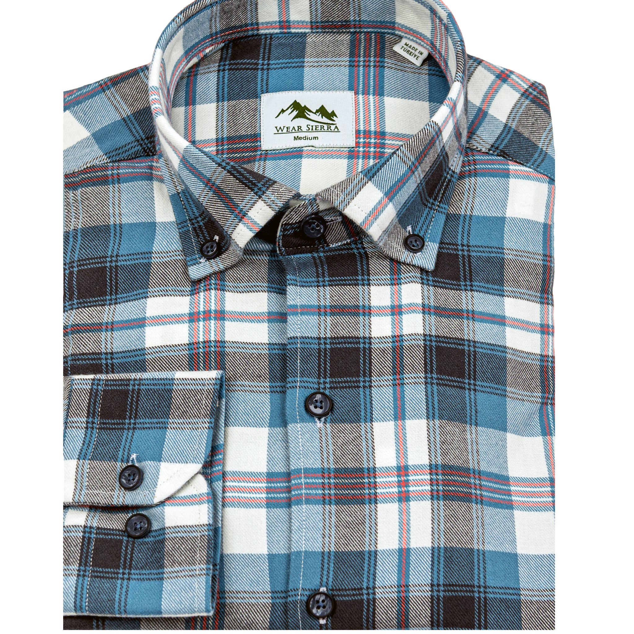Wear Sierra Top Shelf Men's Cotton Long Sleeve Button Down Shirts in Blue Plaid