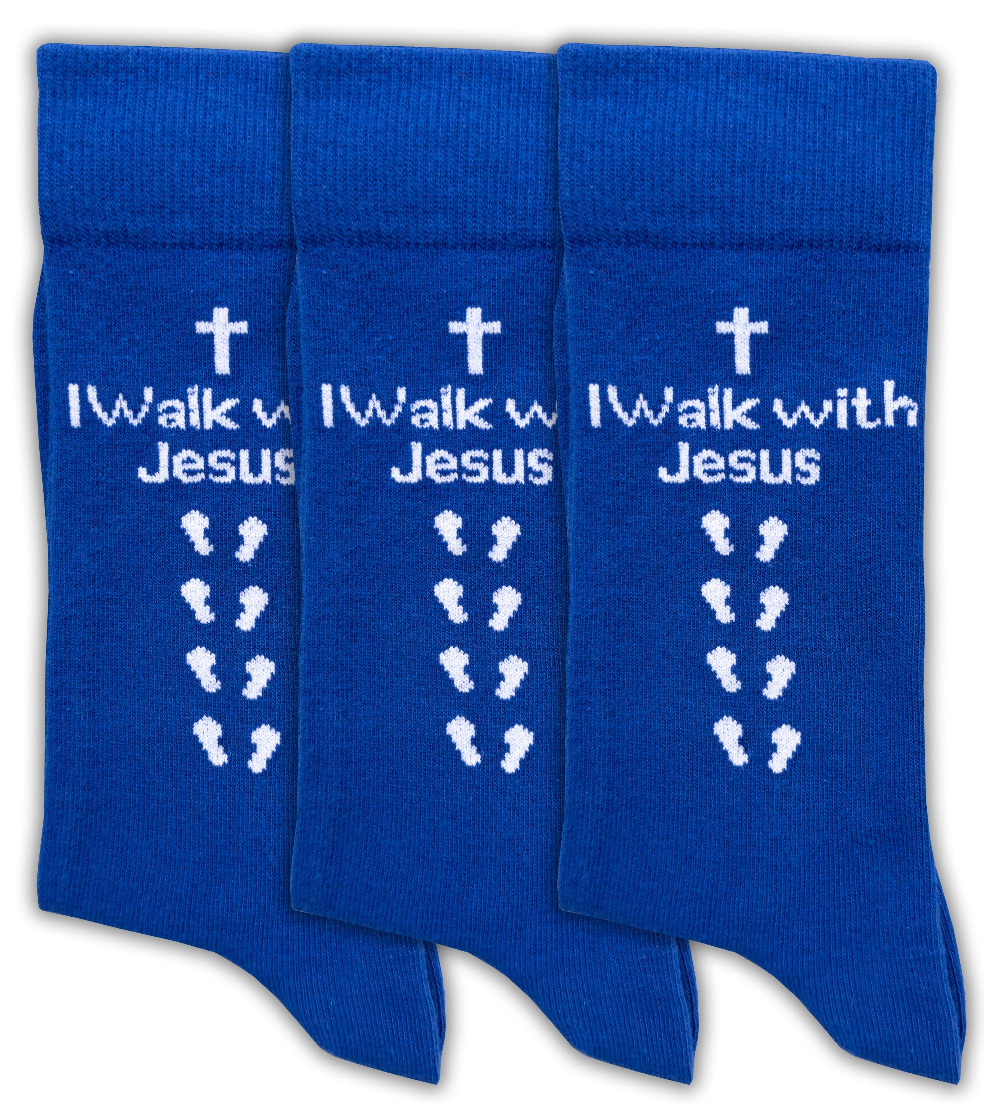 Inspirational Crew Socks for Men & Women in Combed Cotton  "I Walk with Jesus" Motto