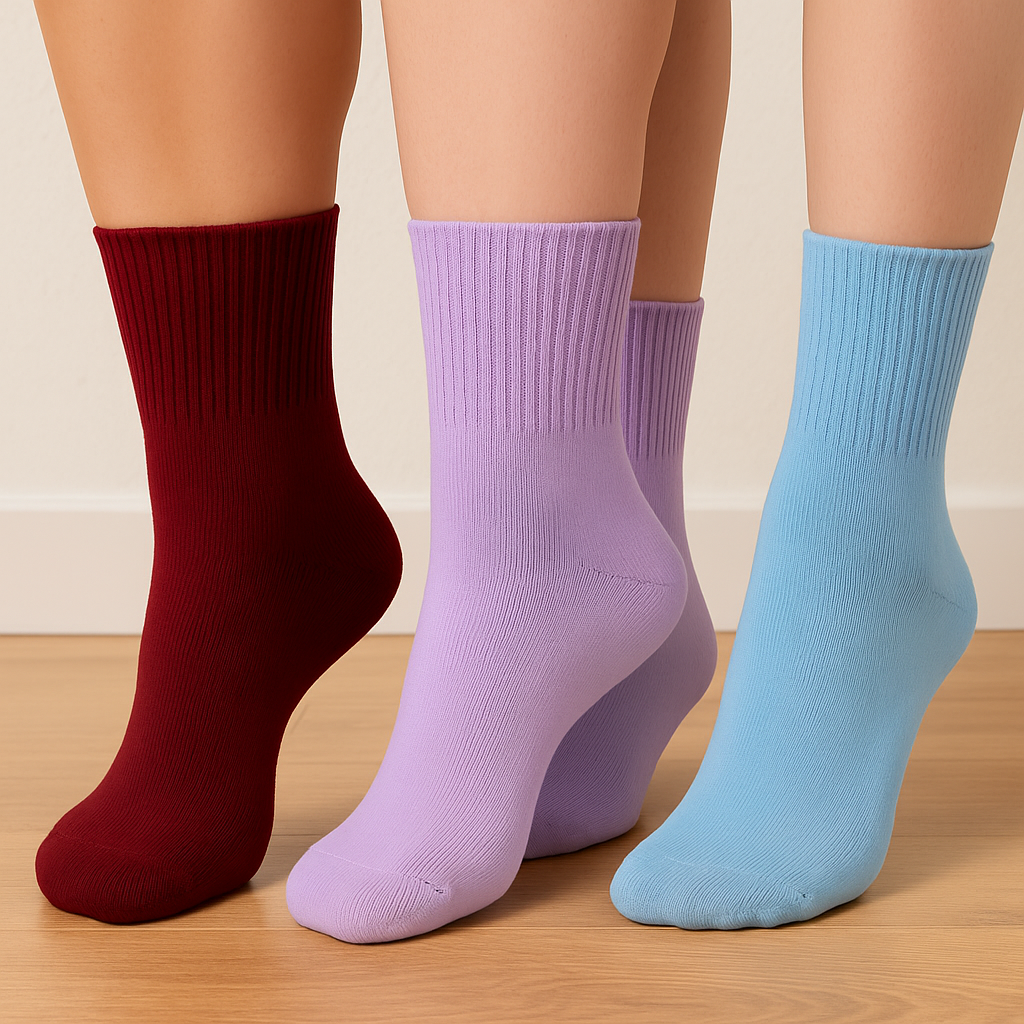 Women's Diabetic Arthritic Rayon and Bamboo Crew Socks 3-Pair Packs
