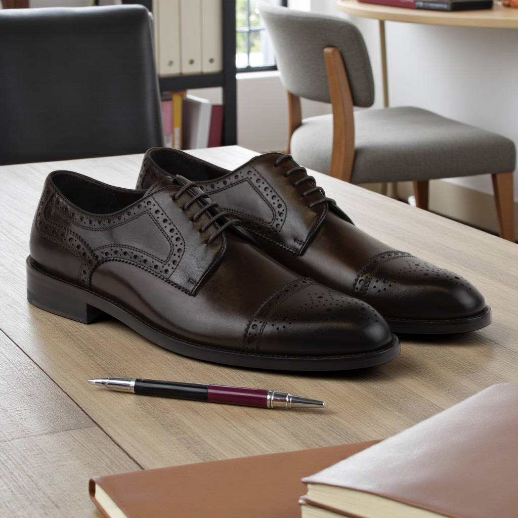 Men's Leather Brogue Derby Dress Shoes