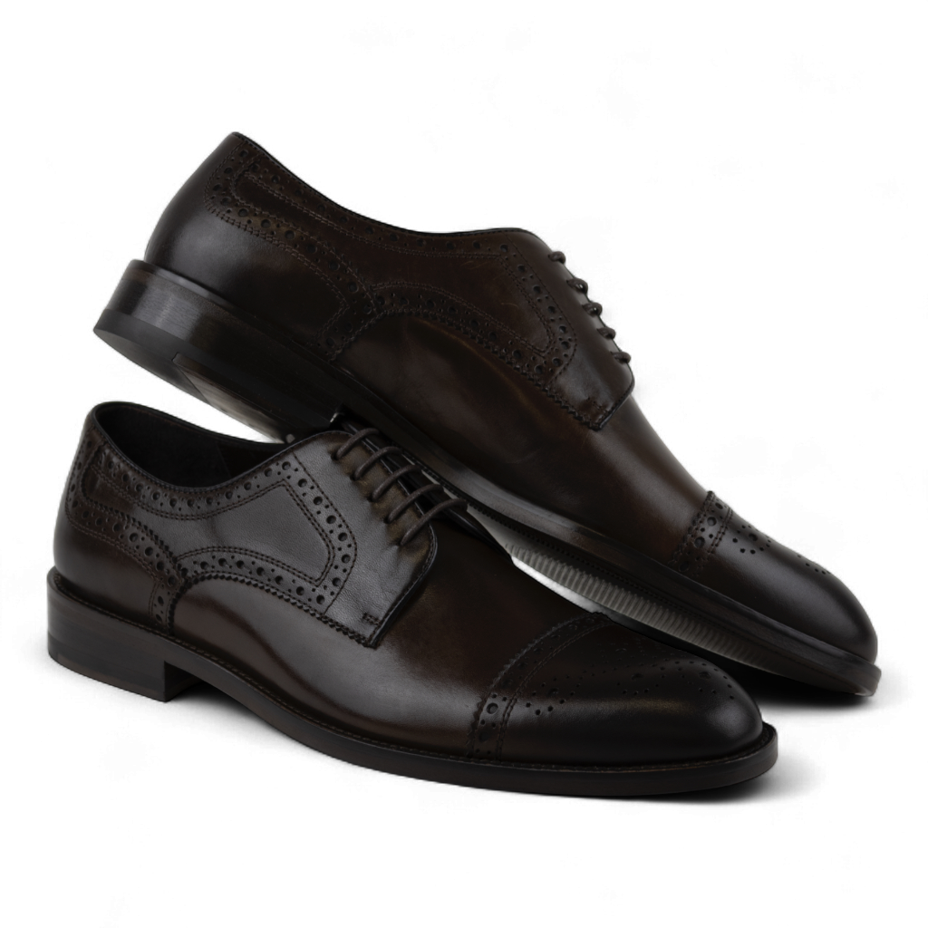 Men's Leather Brogue Derby Dress Shoes - 0