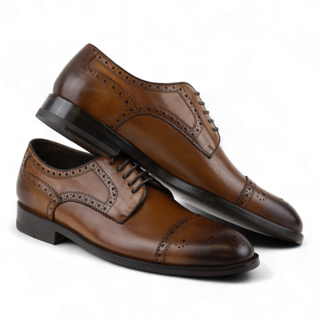 Men's Leather Brogue Derby Dress Shoes