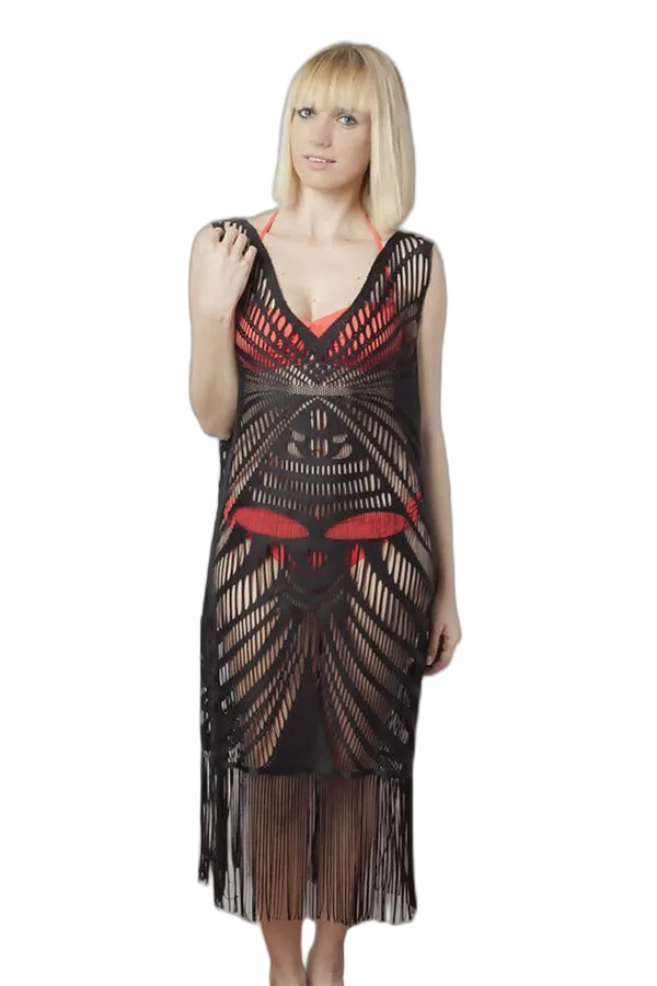 Stylish Women's Beach Cover Up with Fringe Hem - Great for Lake, Beach or Pool
