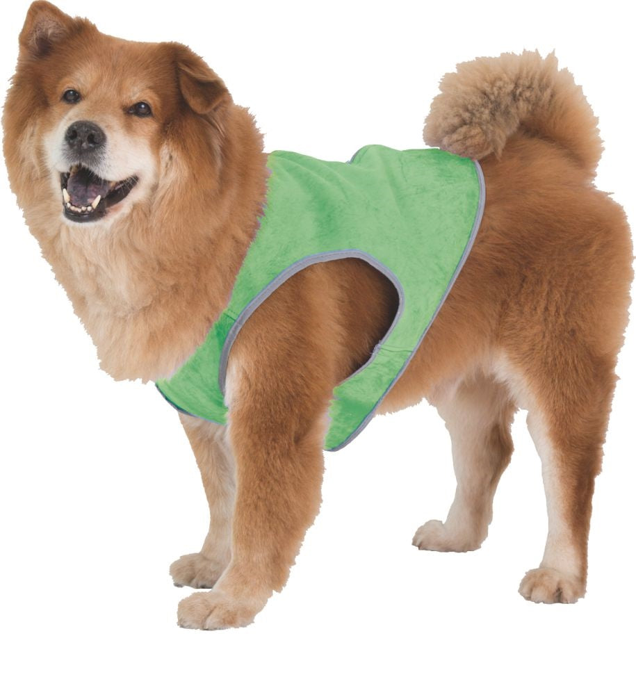 Buy green Dog Cooling Vest with Lightweight Breathable Mesh and Reflective Striping for Beach, Hiking, Walking