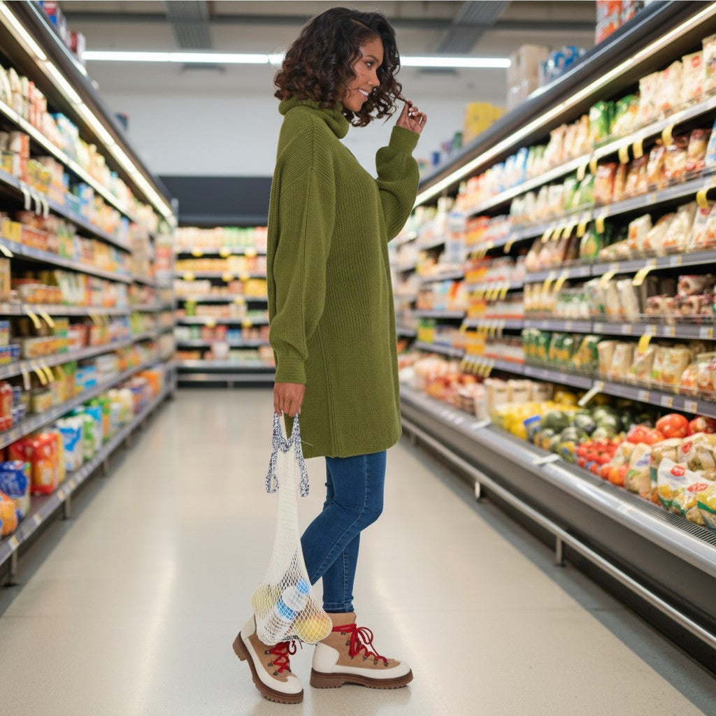 Mesh Grocery Bags 2 or 4 Pack, Reusable Cotton String Shopping Totes with Handles, Holds 10lbs for Farmers Market, Produce, Fruit, Vegetable Storage & Beach