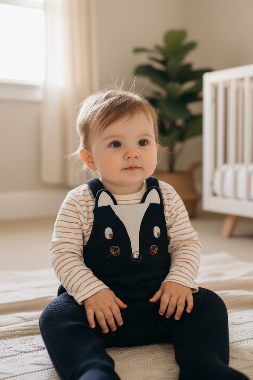 Infant & Toddler Overalls in a Fun Print (Skunk) Striped Long-Sleeve Shirt Included - 2 Piece Set