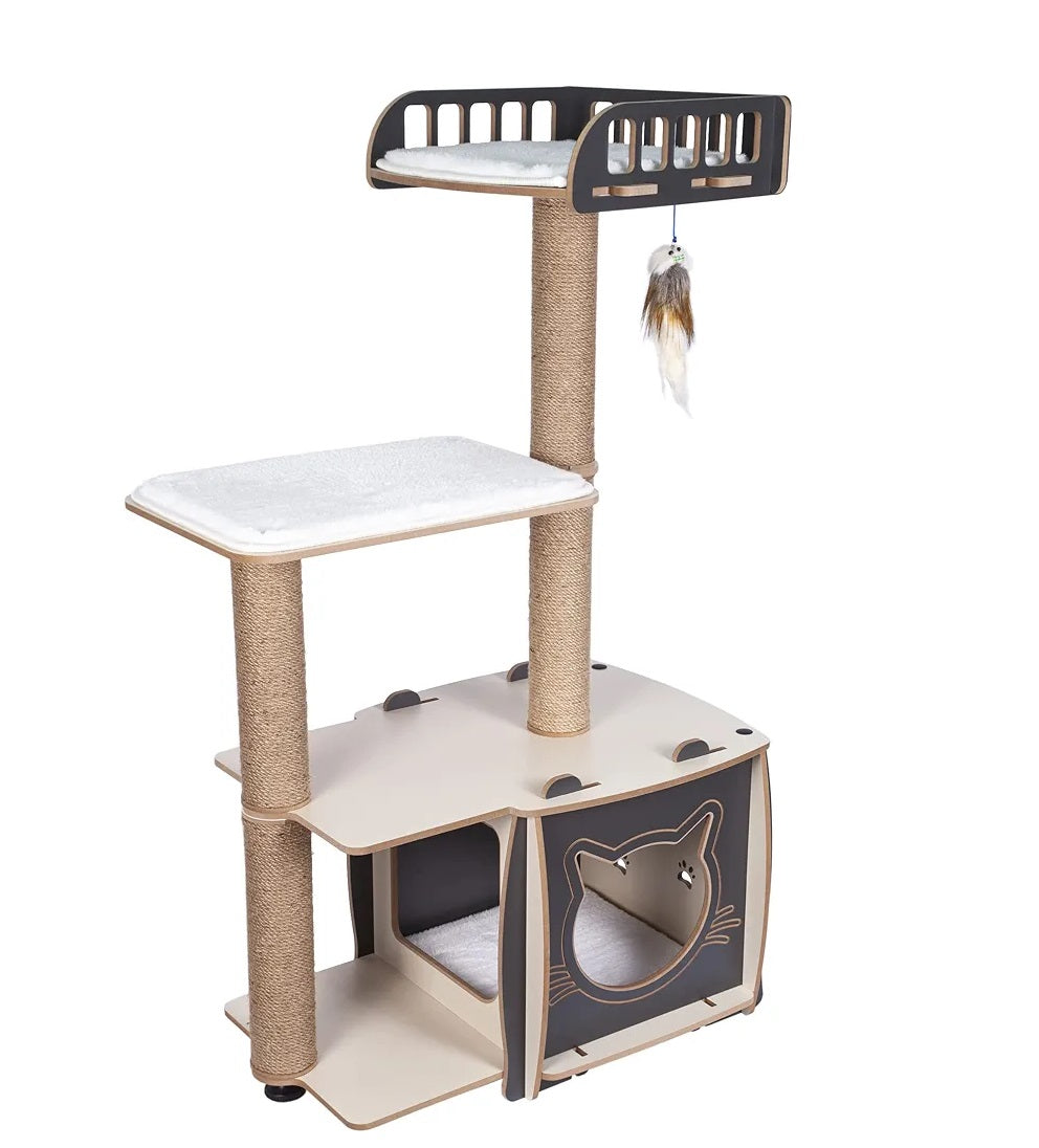43" Multi-Function Cat Tower – Climbing, Scratching, Resting & Play