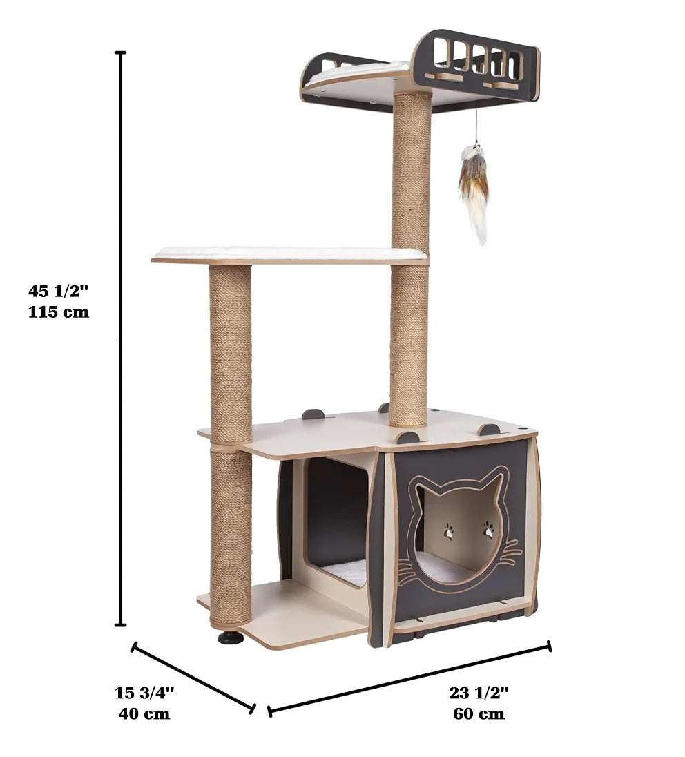 43" Multi-Function Cat Tower – Climbing, Scratching, Resting & Play