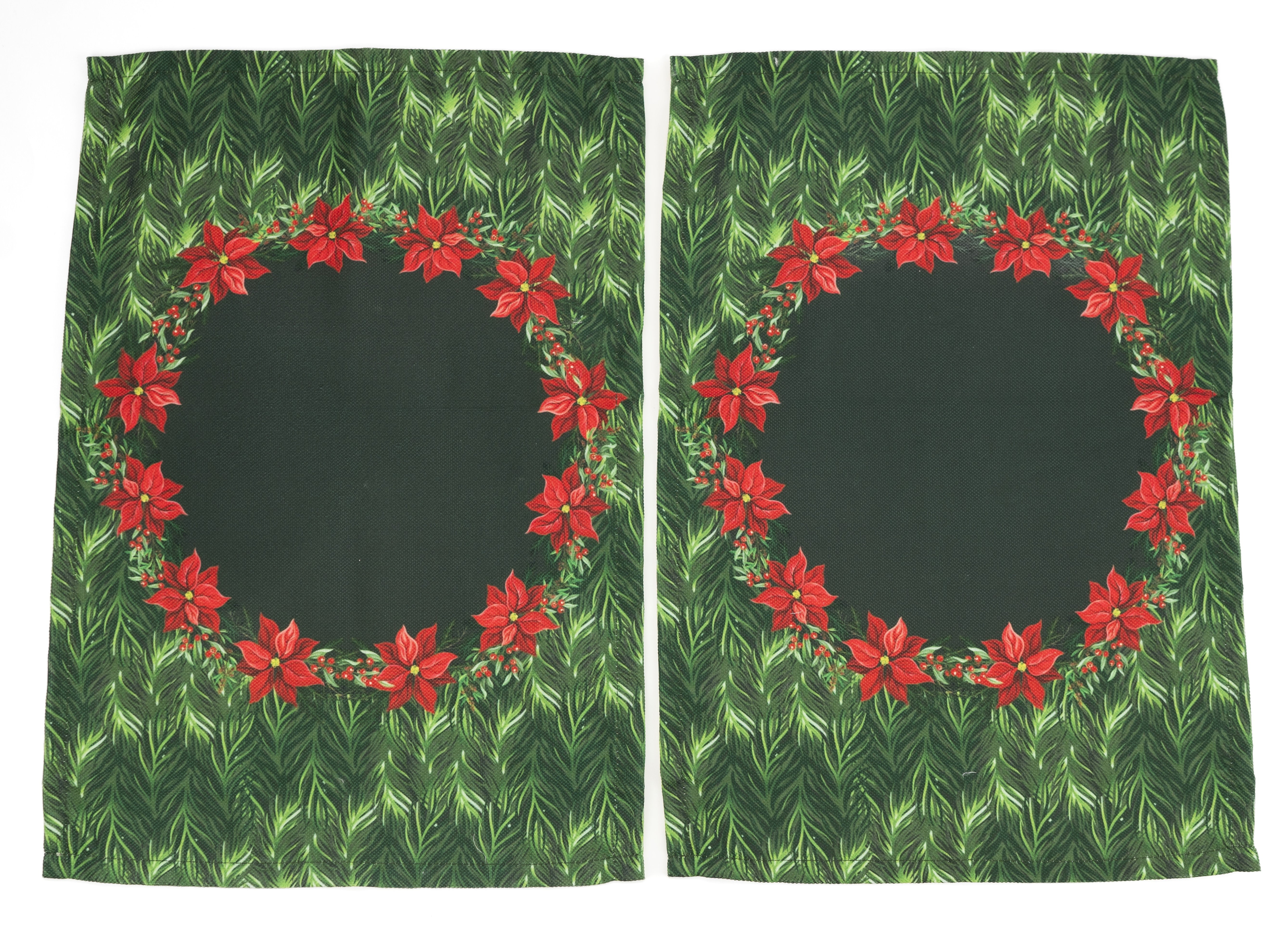 Holiday Themed Placemats, Poinsettia Flower Pattern Set of 2