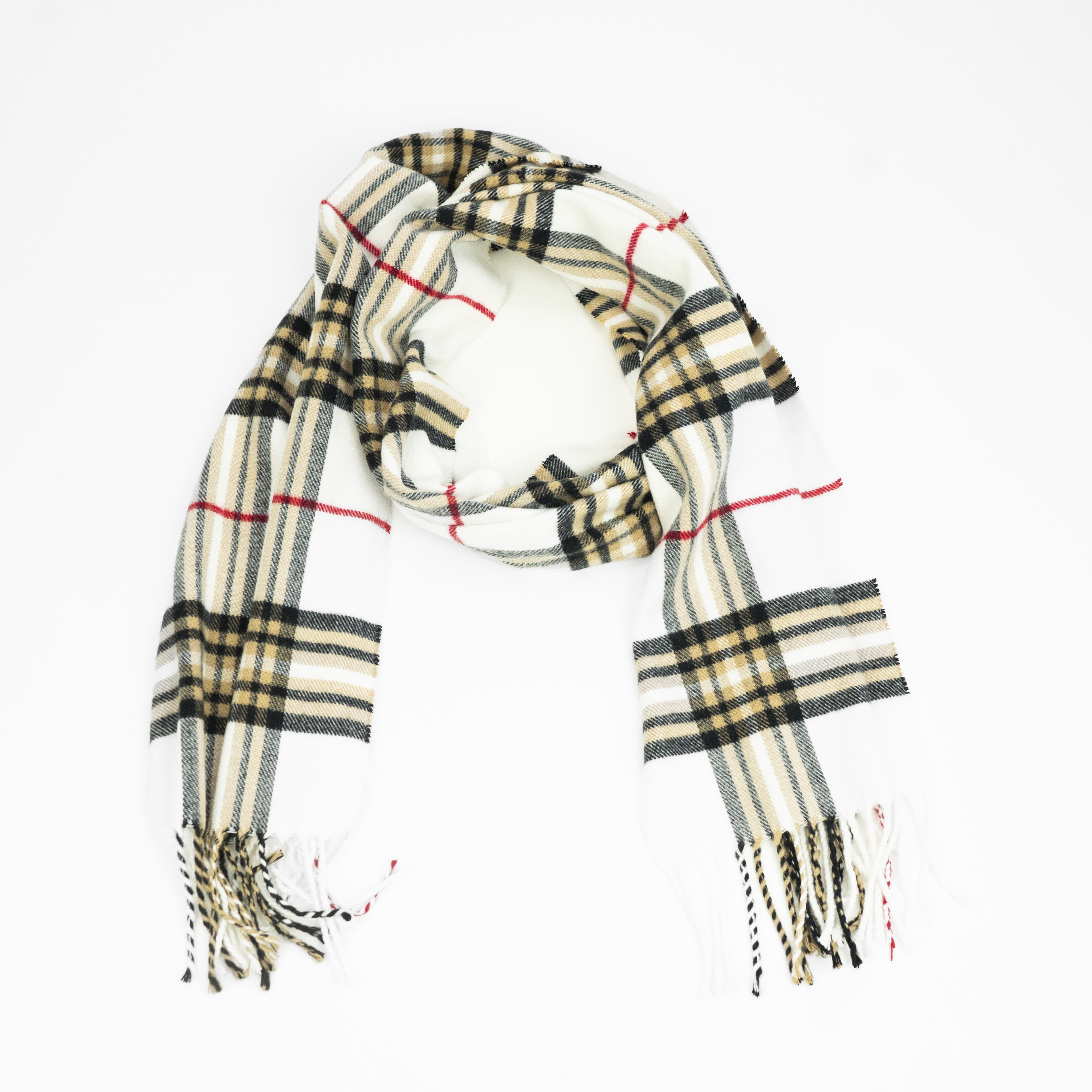 Buy winter-white Plaid Scarf, Warm, Soft &amp; Colorful for Men &amp; Women