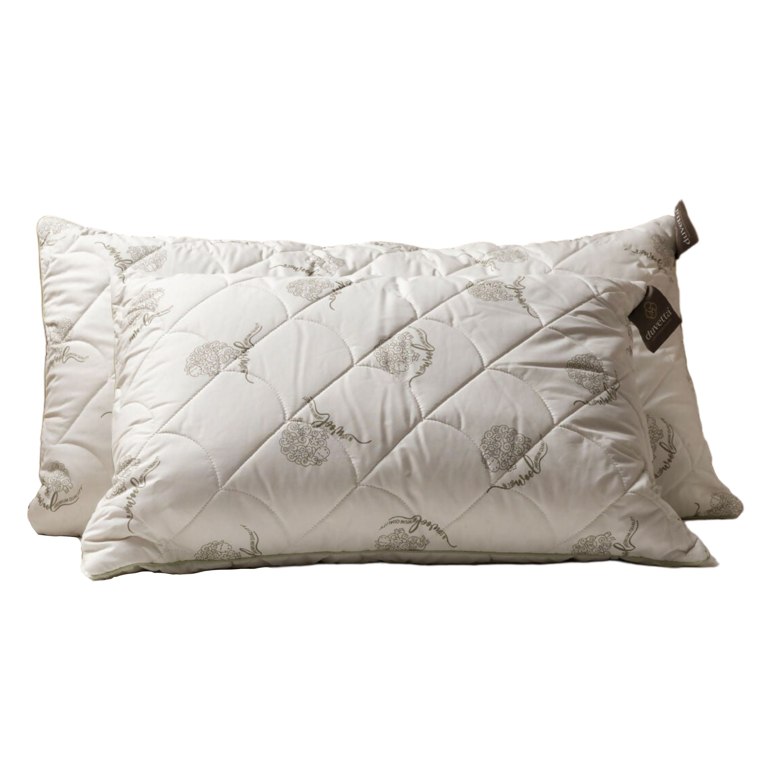 Duvetta 100% Wool Pillow Natural Bed Pillow with Protector Cover New Zealand Wool Filling Adjustable Pillow Standard Pillow Size (28" × 20") Hypoallergenic Sleeping Pillow