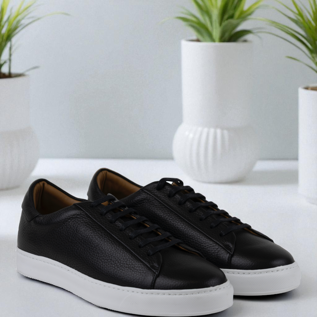 Men's All Leather Sneakers - Great for Fridays at the Office, Casual Days at Home in Black, White or Navy