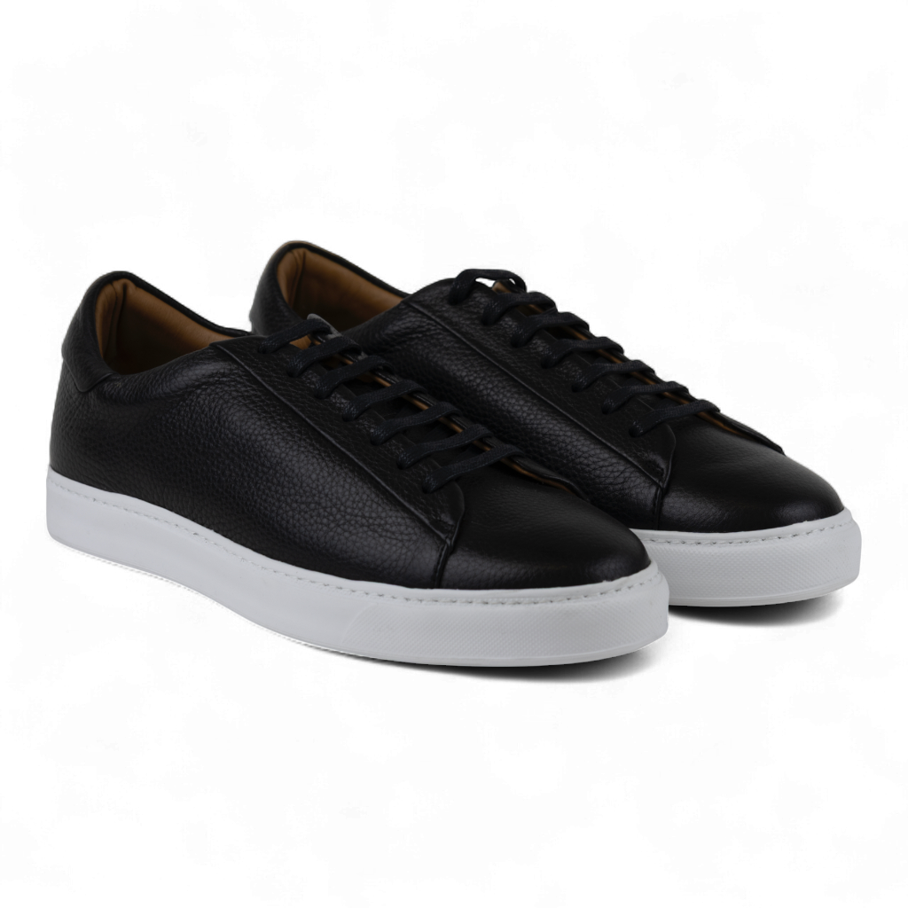 Men's All Leather Sneakers - Great for Fridays at the Office, Casual Days at Home in Black, White or Navy - 0