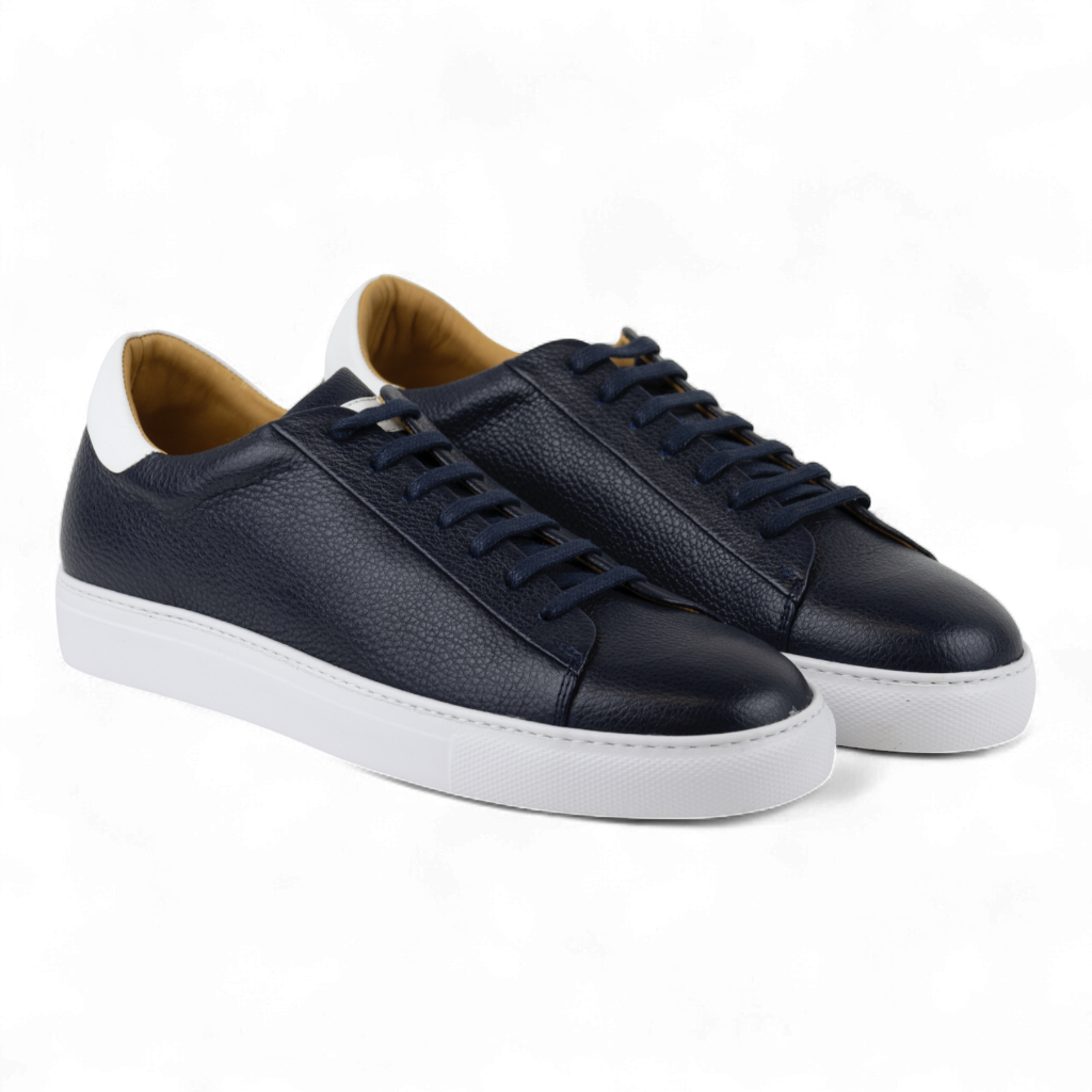 Men's All Leather Sneakers - Great for Fridays at the Office, Casual Days at Home in Black, White or Navy