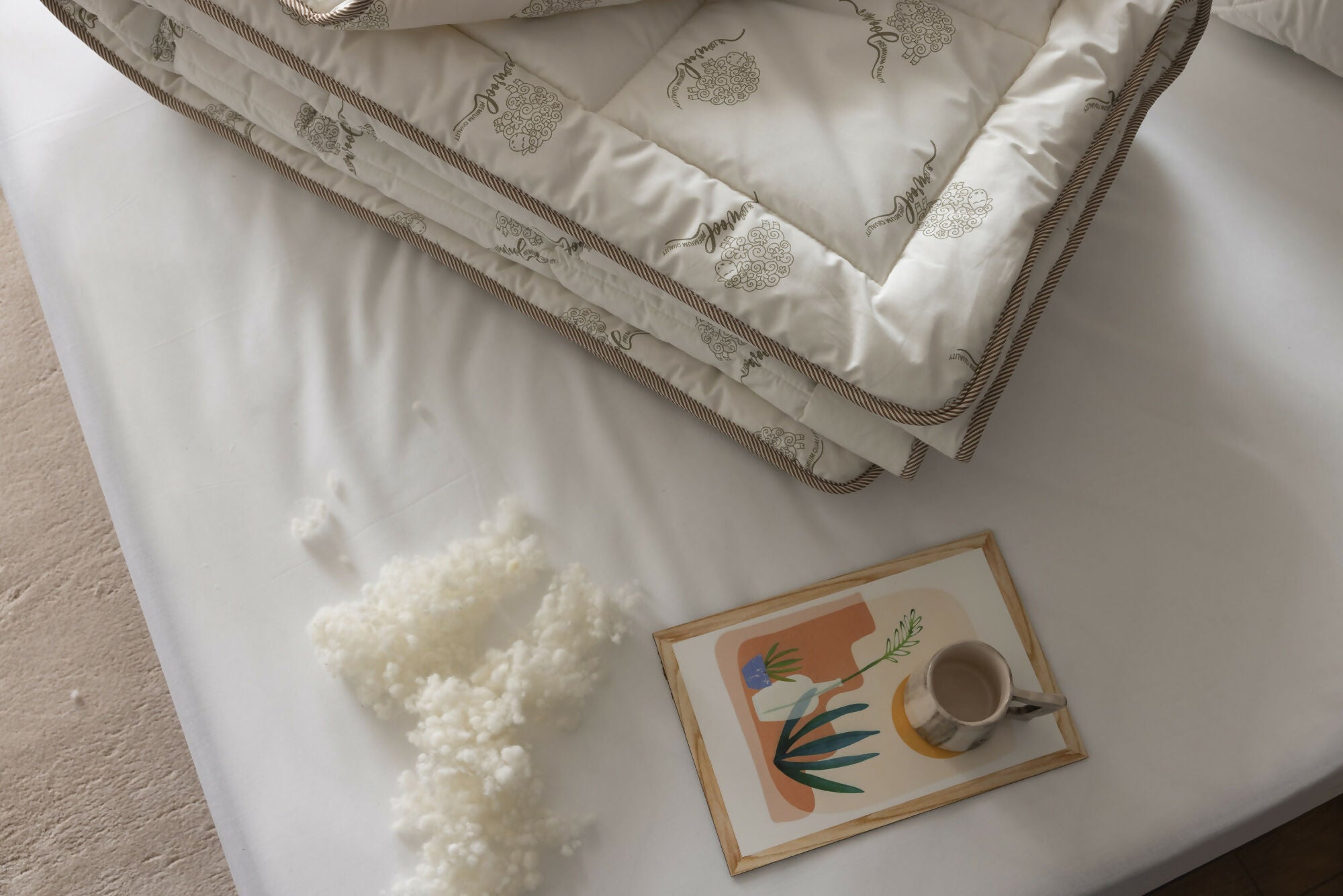 Duvetta 100% Wool Comforter with Cotton Fabric Cover Premium Quality New Zealand Wool-All Season Useable- Machine Washable Duvet-Medium Weight Quilt (Queen (U.S. Standard), 1, Unit)