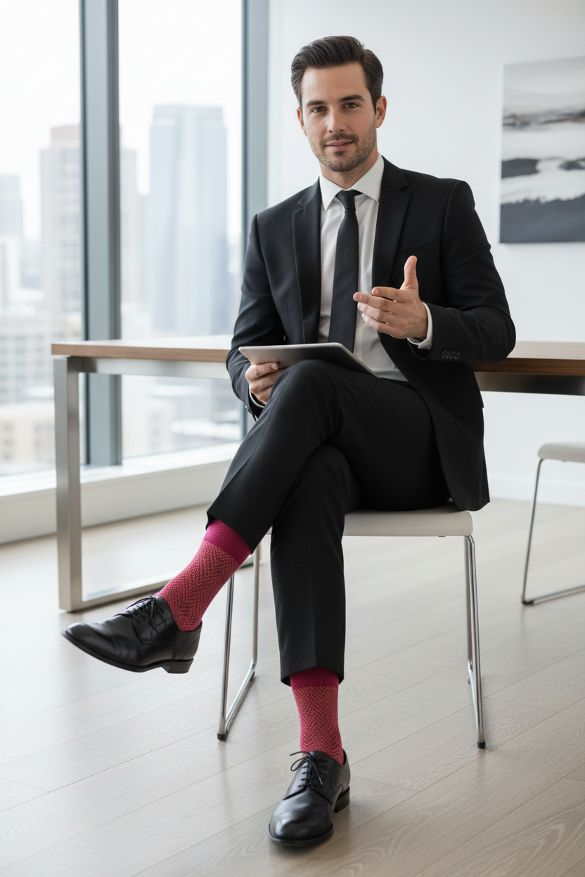 Men's Colorful Dress Socks - Combed Cotton, Seamless Toe Socks