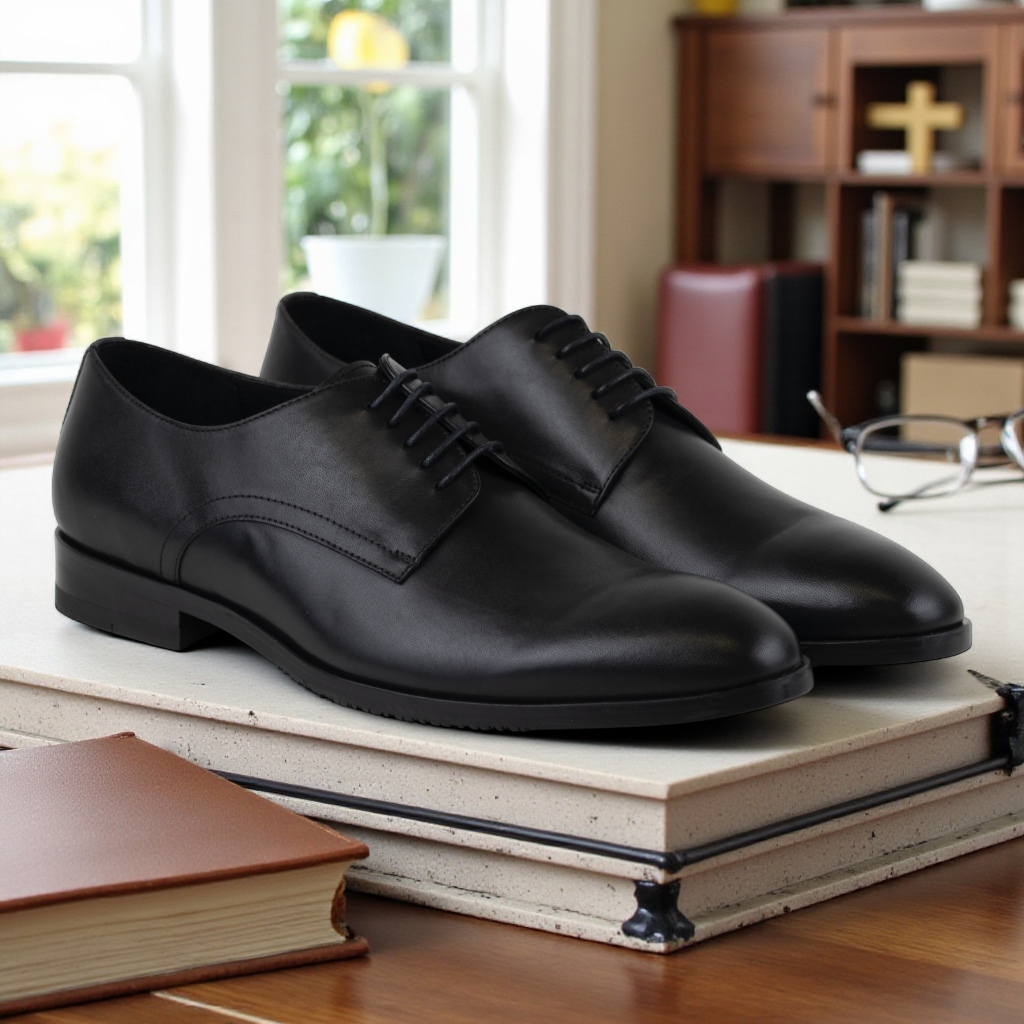 Buy black Men&#39;s Leather Whole-Cut Derby Style Dress Shoes