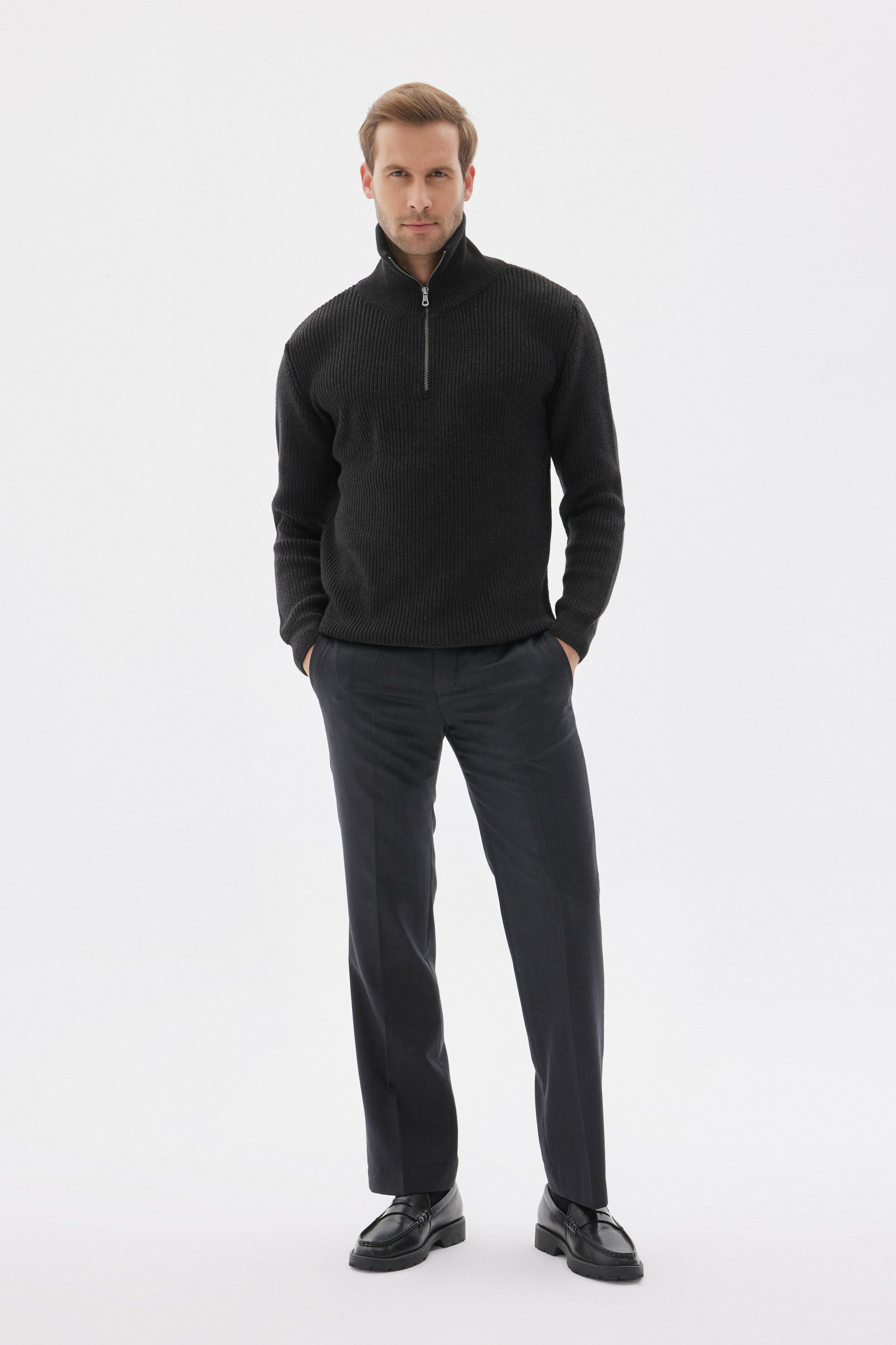 Men’s 100% Cotton Quarter-Zip Knit Sweater