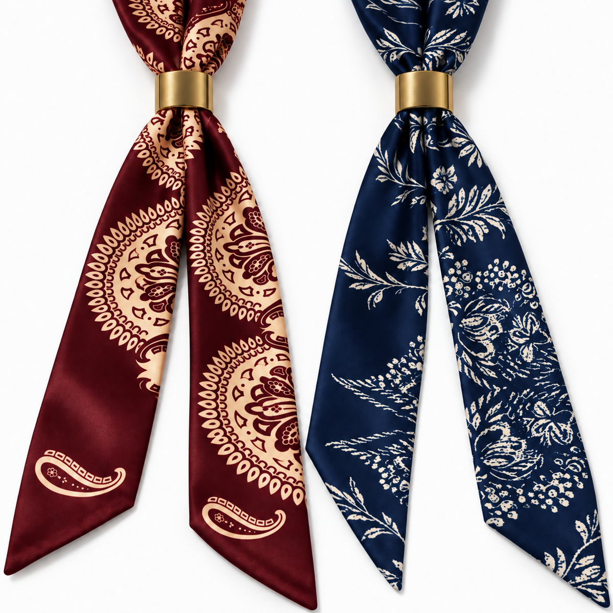 Women’s Lightweight Paisley Scarf Set, 2-Pack, Navy & Burgundy