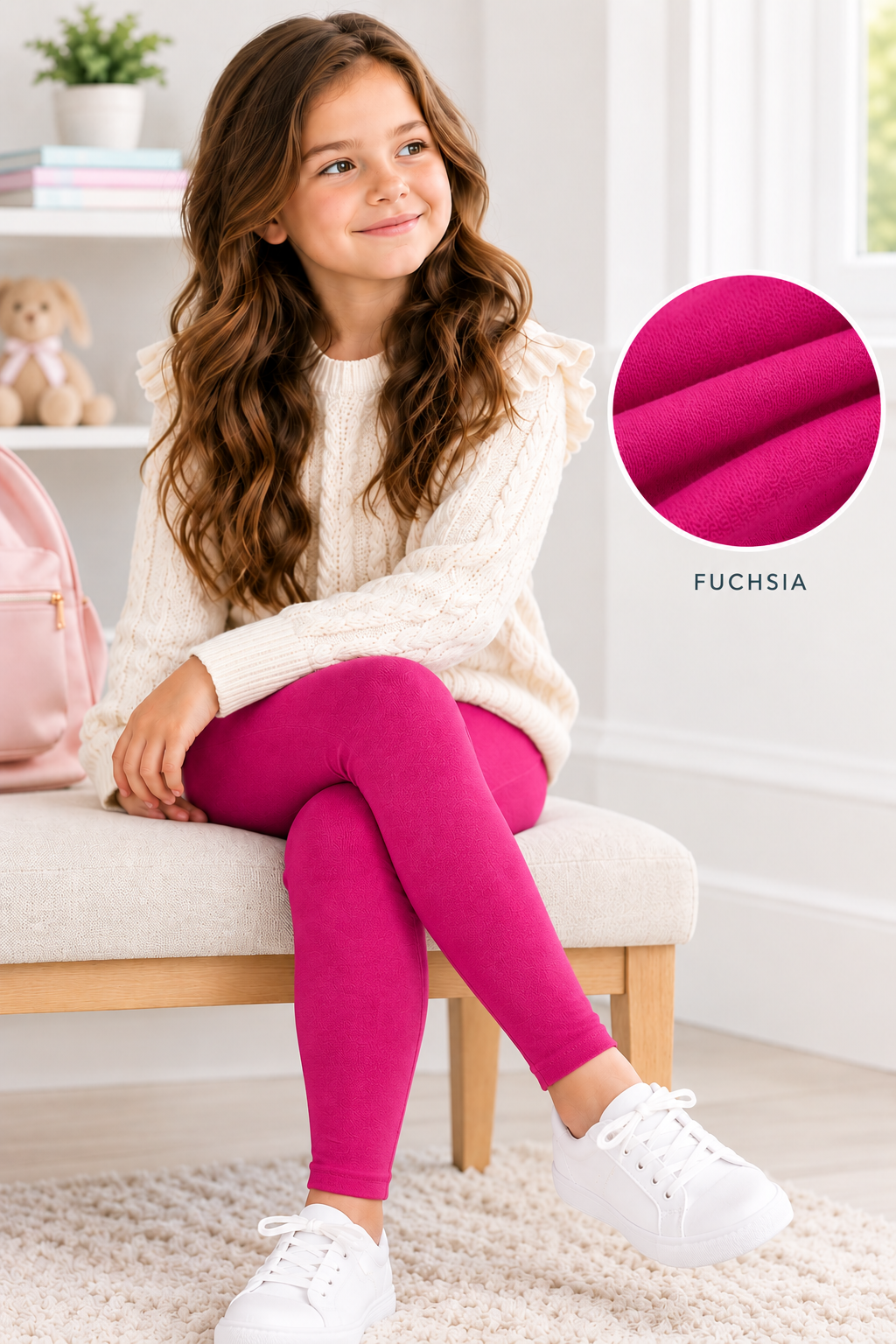 Girls’ Footless Leggings – Soft Stretch Leggings for School & Everyday Wear