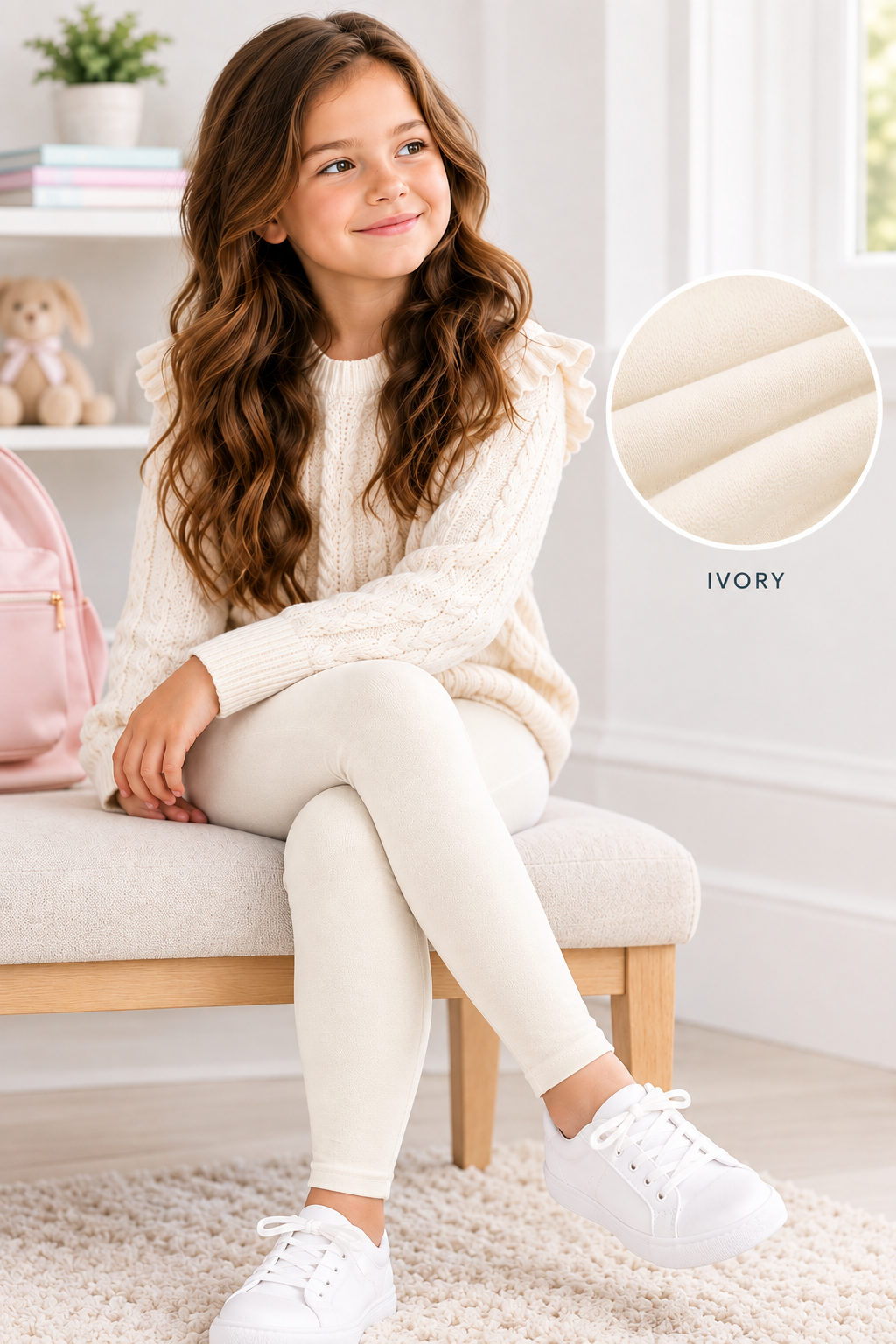 Girls’ Footless Leggings – Soft Stretch Leggings for School & Everyday Wear