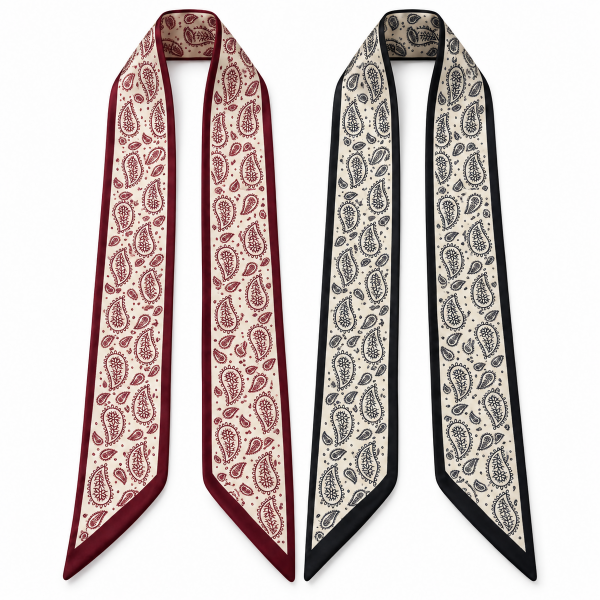 Women’s Lightweight Paisley Scarf Set, 2-Pack, Burgundy & Black