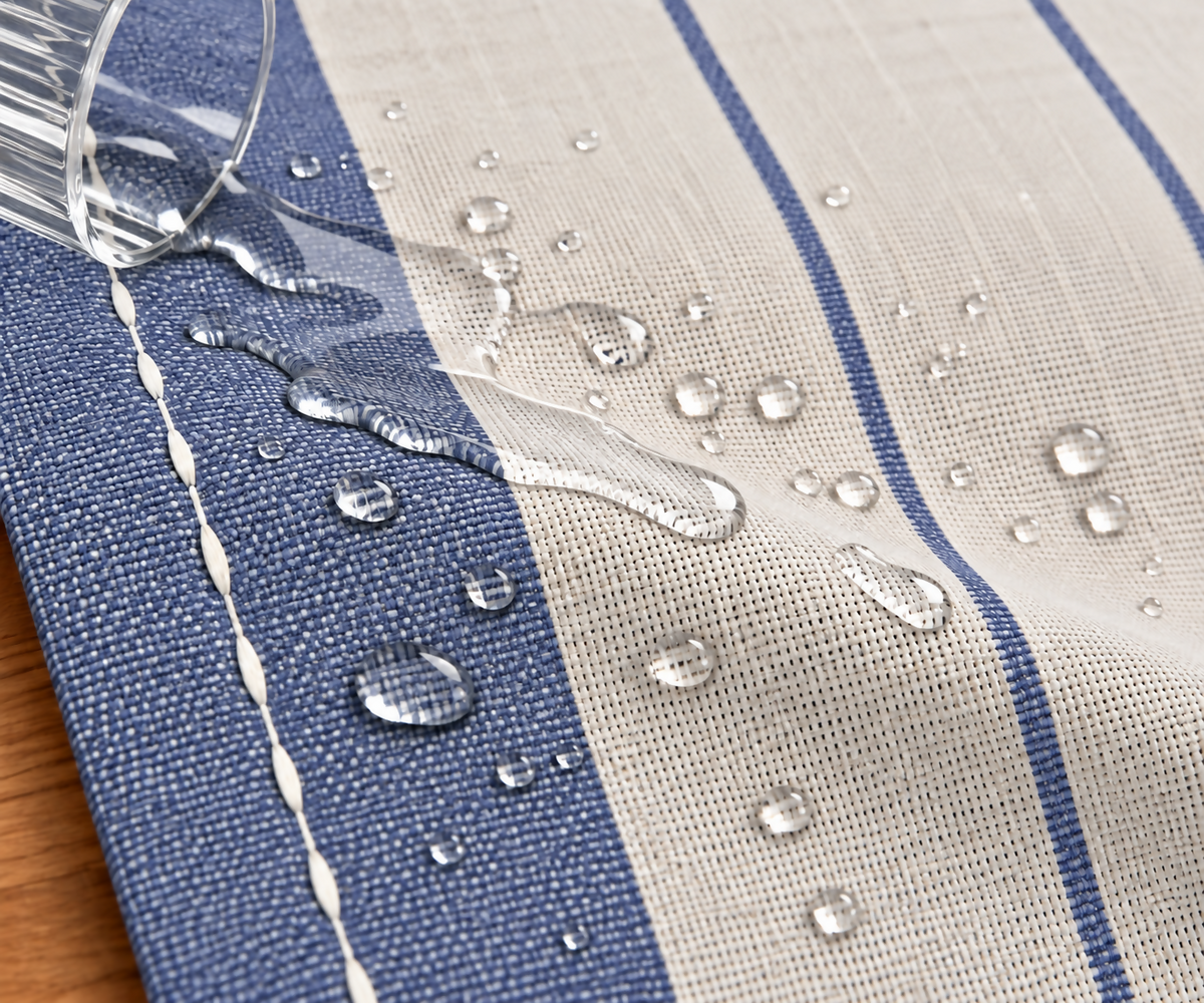 Navy Blue & Ivory Striped Water-Repellent Turkish Cotton Tablecloth – Coastal & Timeless Style