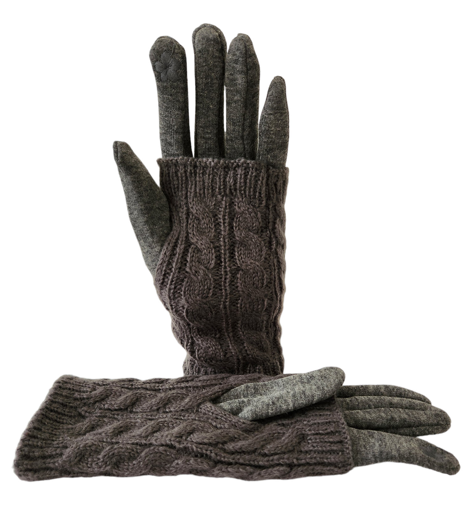 Buy grey Women&#39;s Touch Screen Texting Gloves in Cable Knit and Furry Lining Comfort for Your Hands