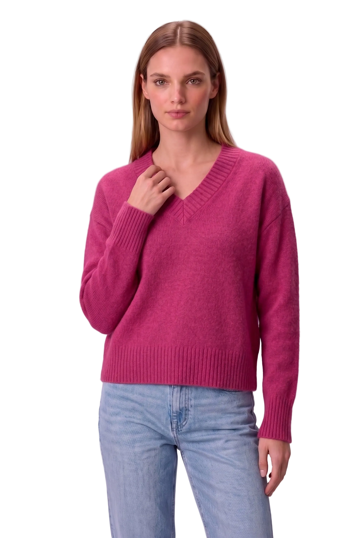 Women’s V-Neck Knit Sweater – Long Sleeve Regular Fit