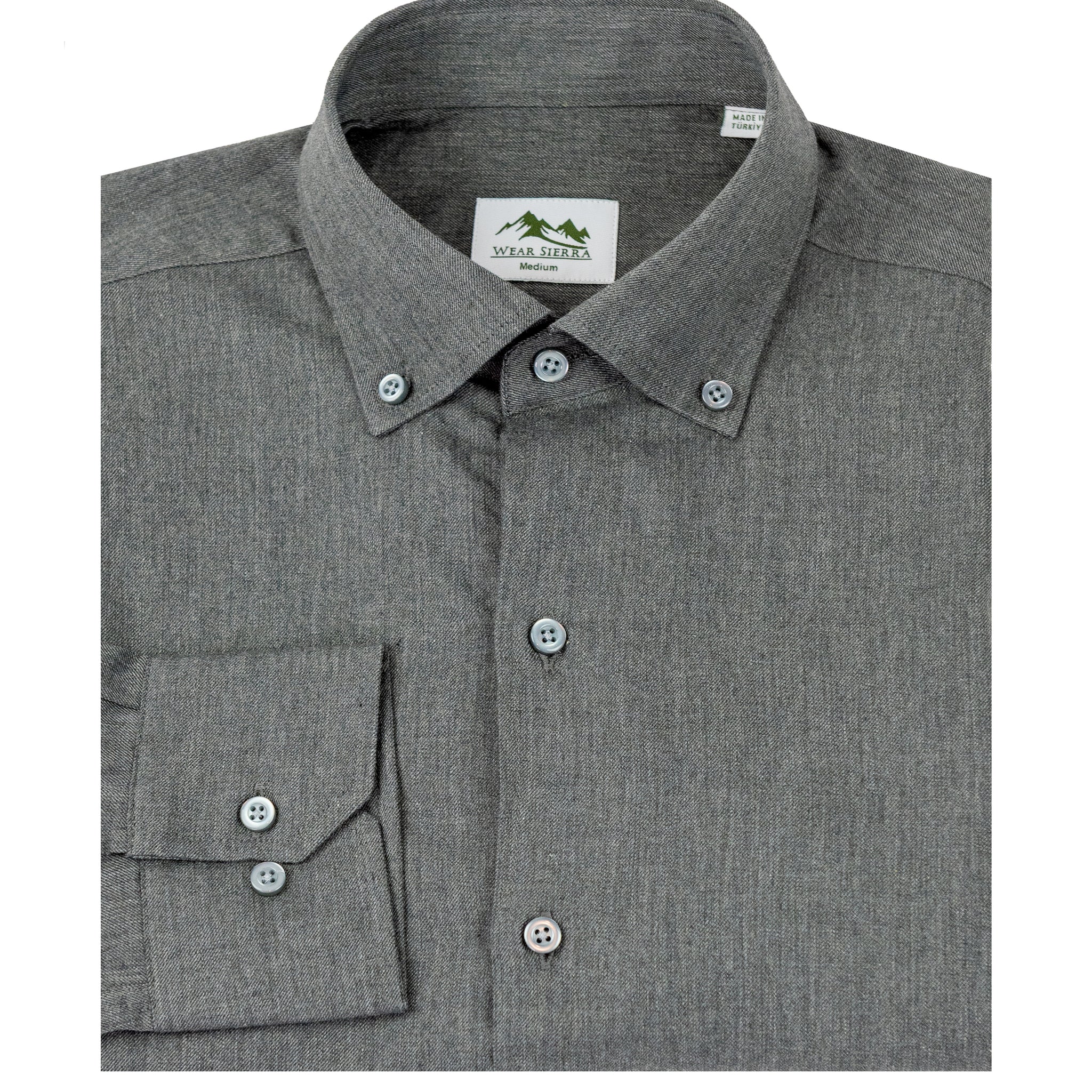 Wear Sierra Top Shelf Men's Turkish Cotton Long Sleeve Button Down Shirt in Classic Gray, Casual Friday Shirt for Men