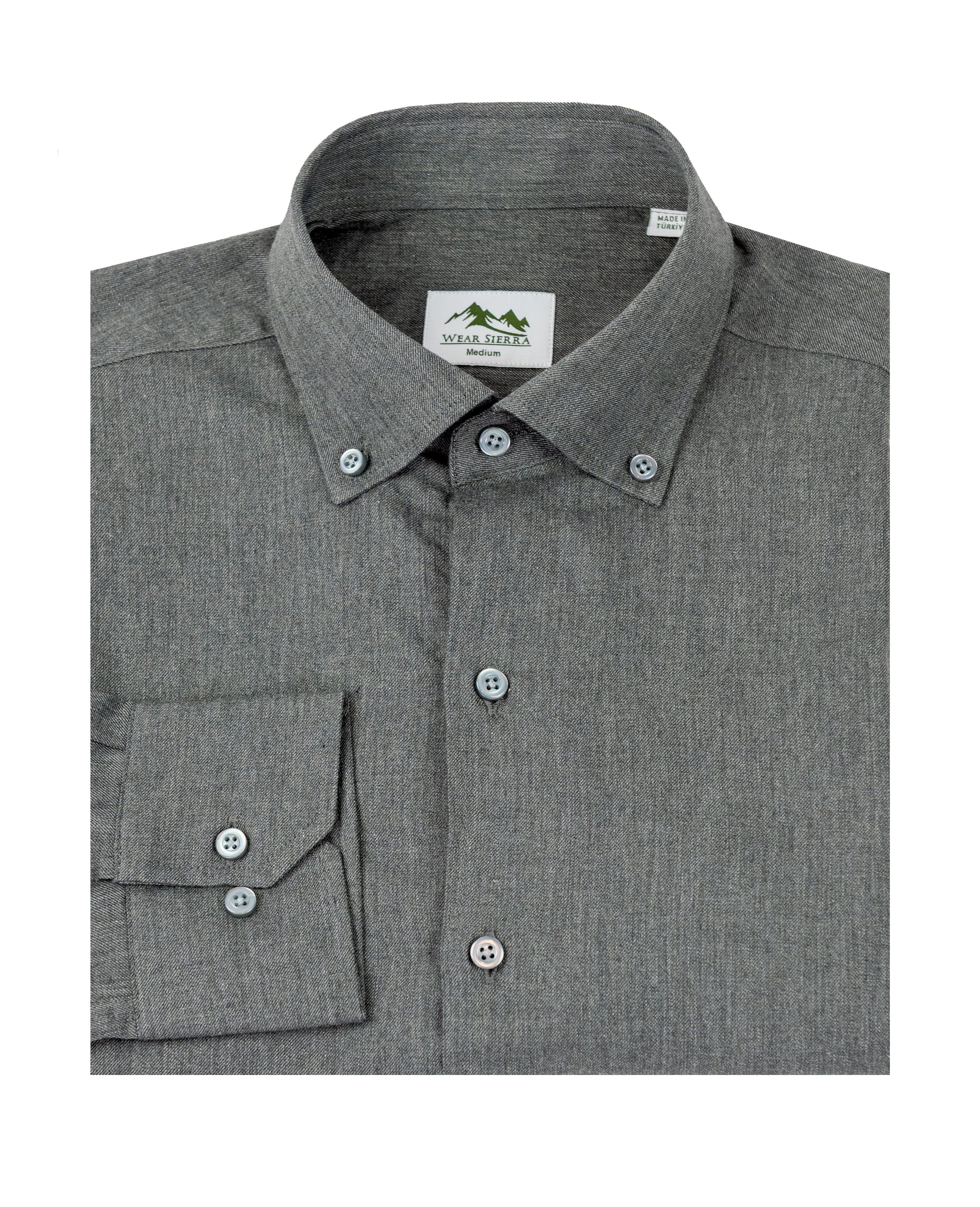 Wear Sierra Top Shelf Men's Turkish Cotton Long Sleeve Button Down Shirt in Classic Gray, Casual Friday Shirt for Men