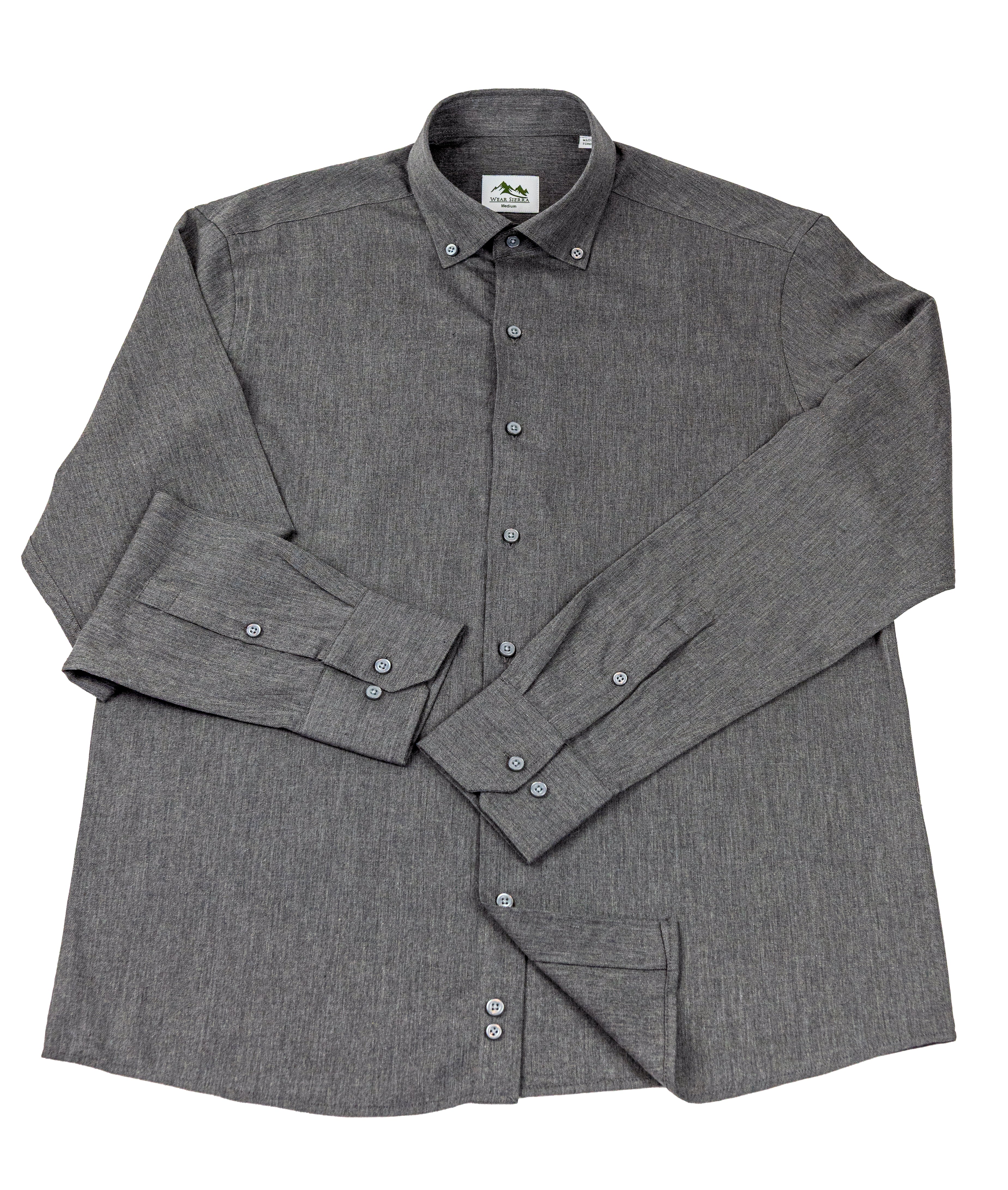 Wear Sierra Top Shelf Men's Turkish Cotton Long Sleeve Button Down Shirt in Classic Gray, Casual Friday Shirt for Men - 0