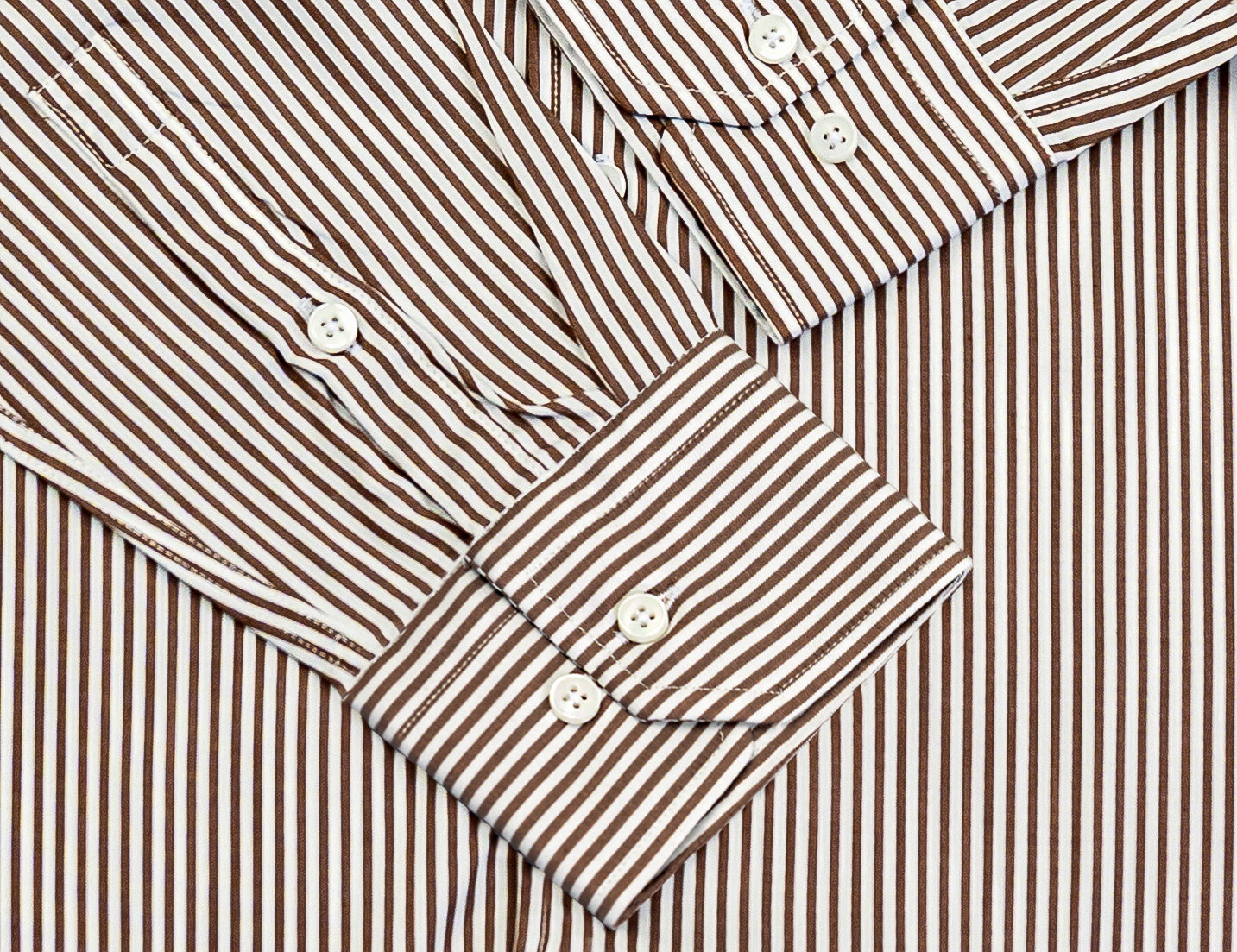 Wear Sierra Top Shelf Men's Turkish Cotton Long Sleeve Button Up Shirt in Brown Stripes, Casual Friday Shirt for Men