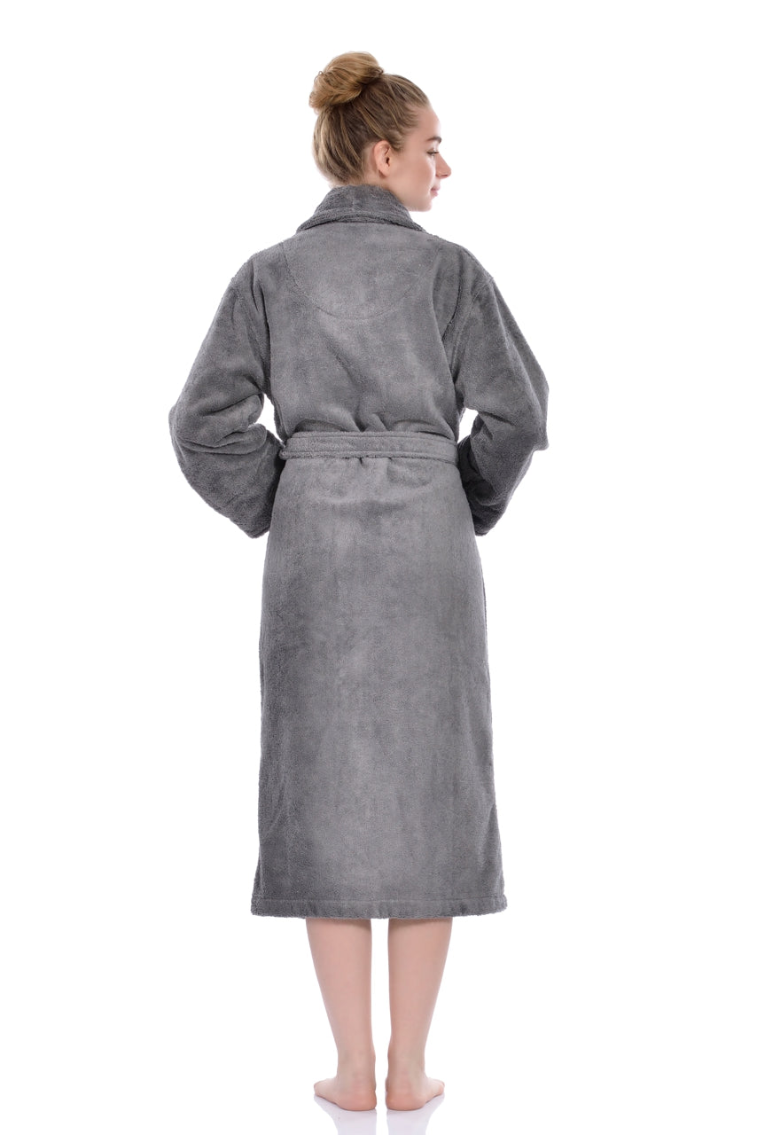 XS/S Women's Luxury Turkish Bath Robes, 100% Turkish Cotton, Hotel Style Ultra Soft Robes For Home and Bath - Soft Shawl Collar Bathrobe with Adjustable Belt