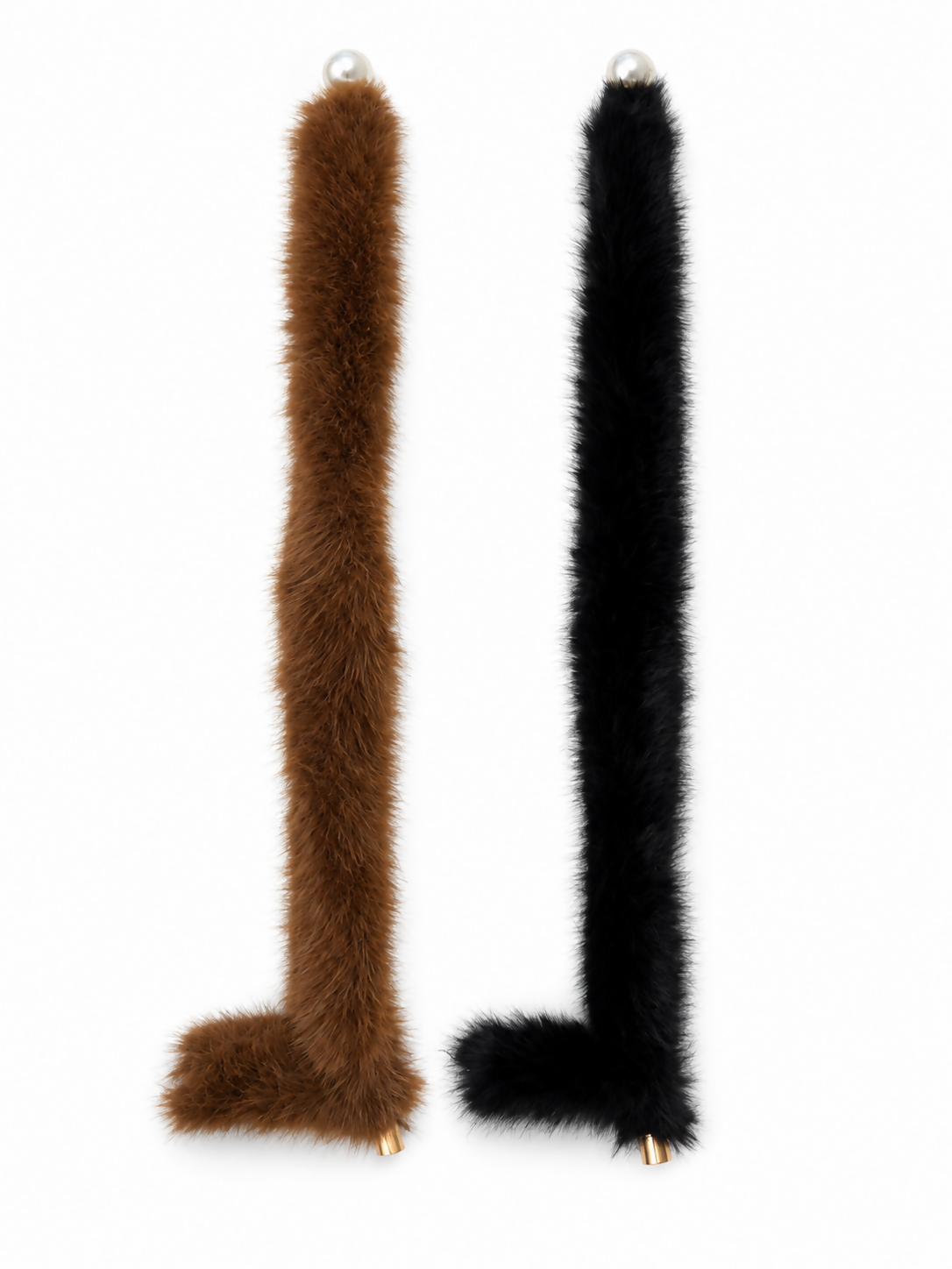 Women’s Plush Neck Scarf Set with Magnetic Closure, 2-Pack, Black & Brown