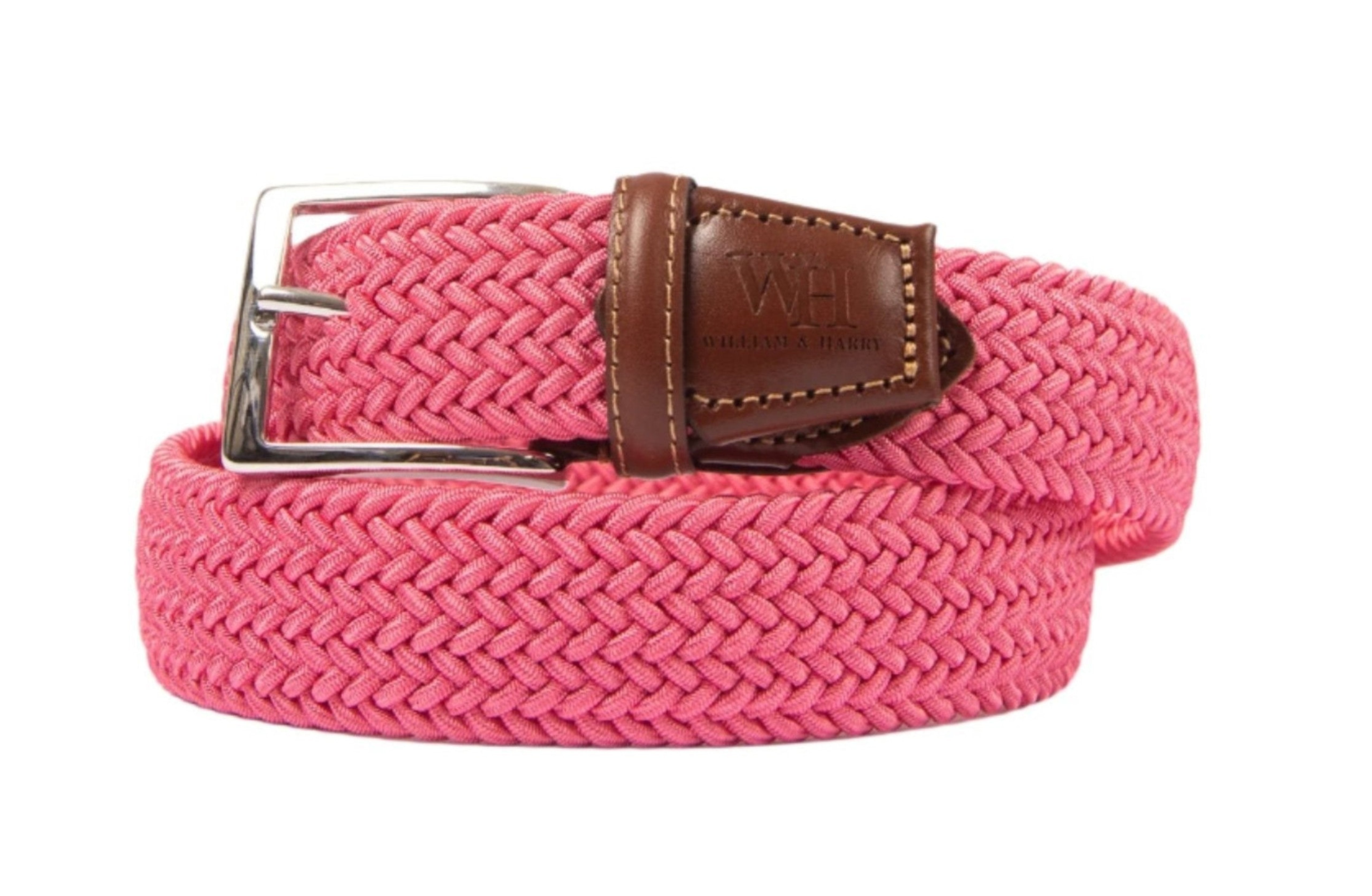 Buy hot-pink W&amp;H Braided Micro Stripe Stretch Golf Belts for Men &amp; Women