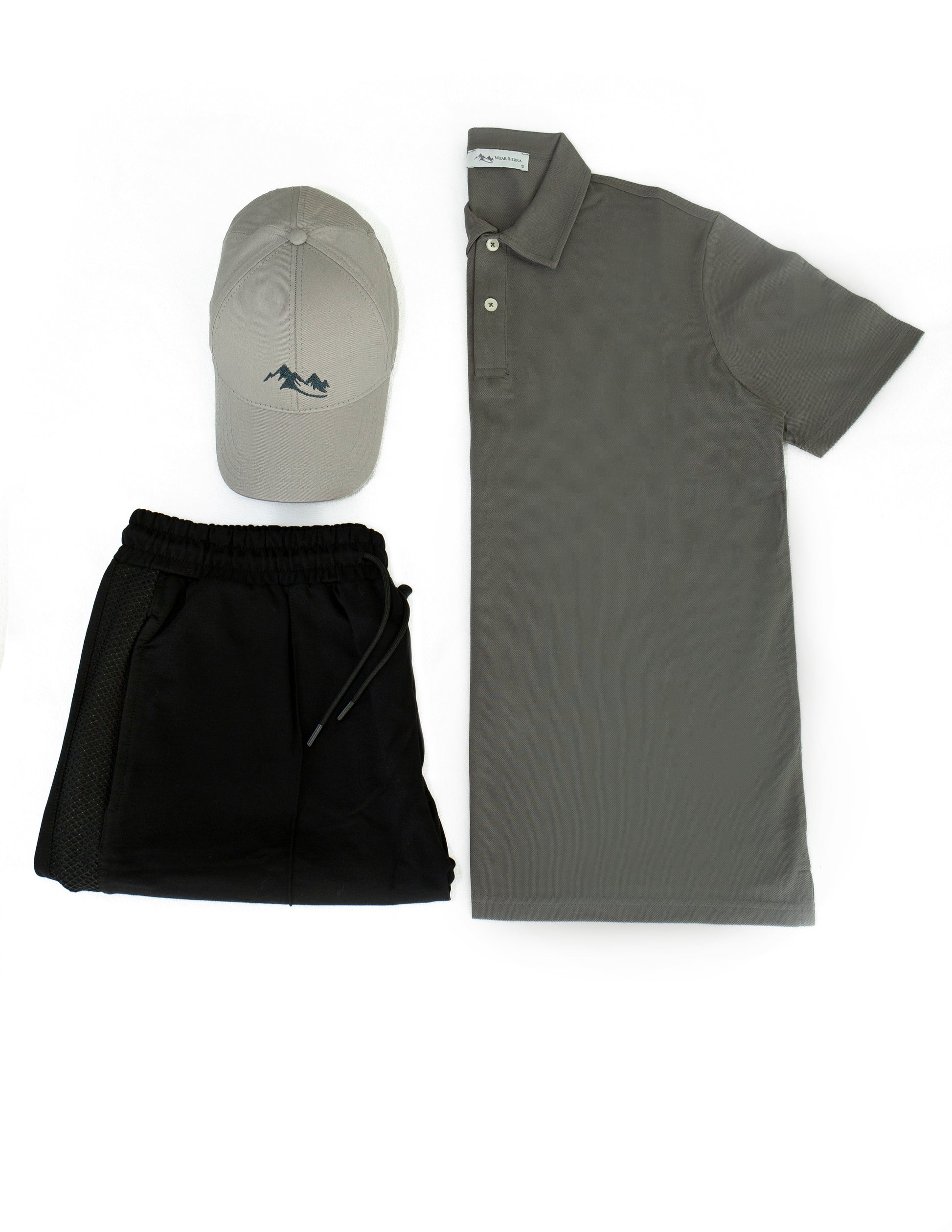 Men's Casual Wear Matched Set - Polo Shirt, 100% Cotton Shorts and Baseball Hat (3 Piece Set) - Wear Sierra