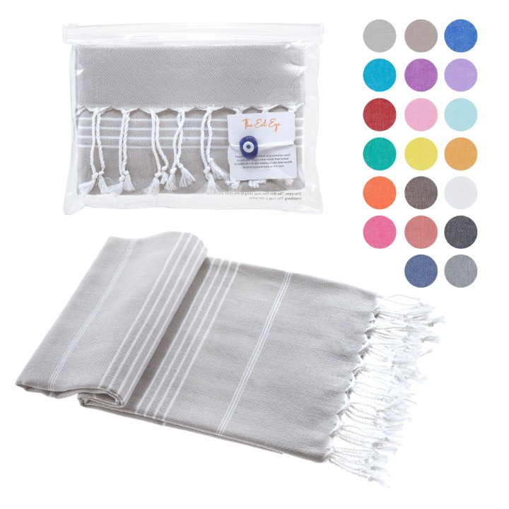 Turkish Cotton Beach Towel, Prewashed, Soft, Absorbent, Quick Dry, Oversized Bath Towels for Bathroom, Pool, Travel, Picnics, Size 39x71