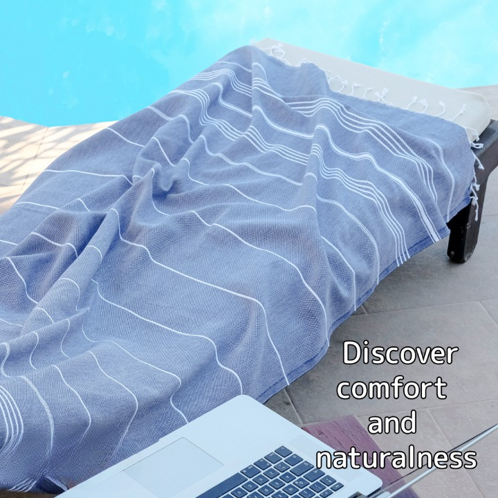 Turkish Cotton Beach Towel, Prewashed, Soft, Absorbent, Quick Dry, Oversized Bath Towels for Bathroom, Pool, Travel, Picnics, Size 39x71