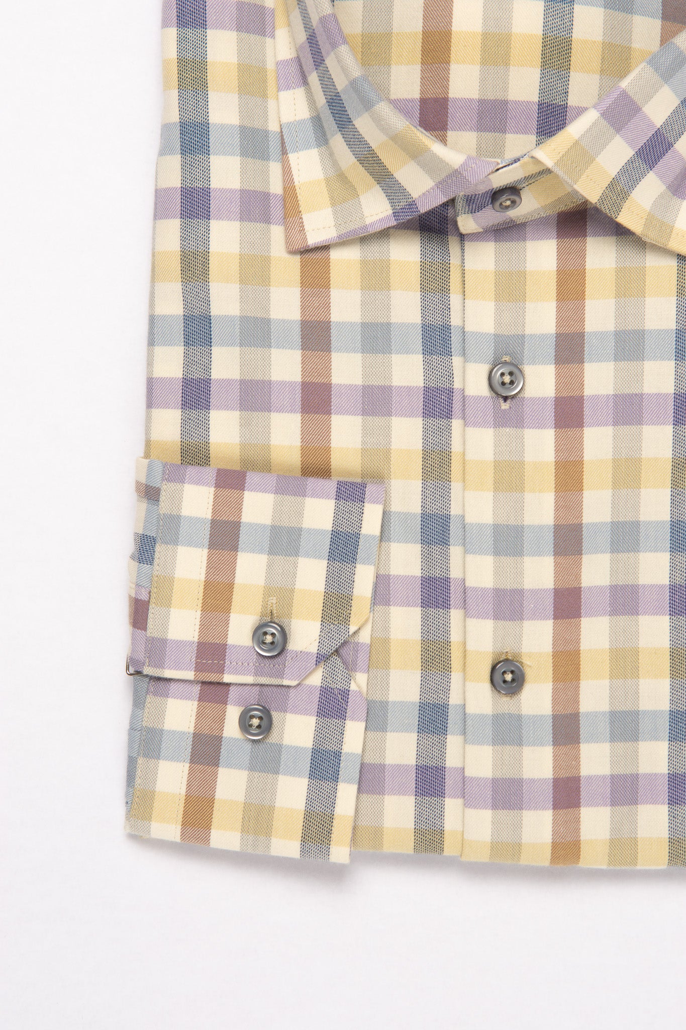 W&H Men's Long Sleeve Button Up Sports Shirts - Purple Blue Gingham