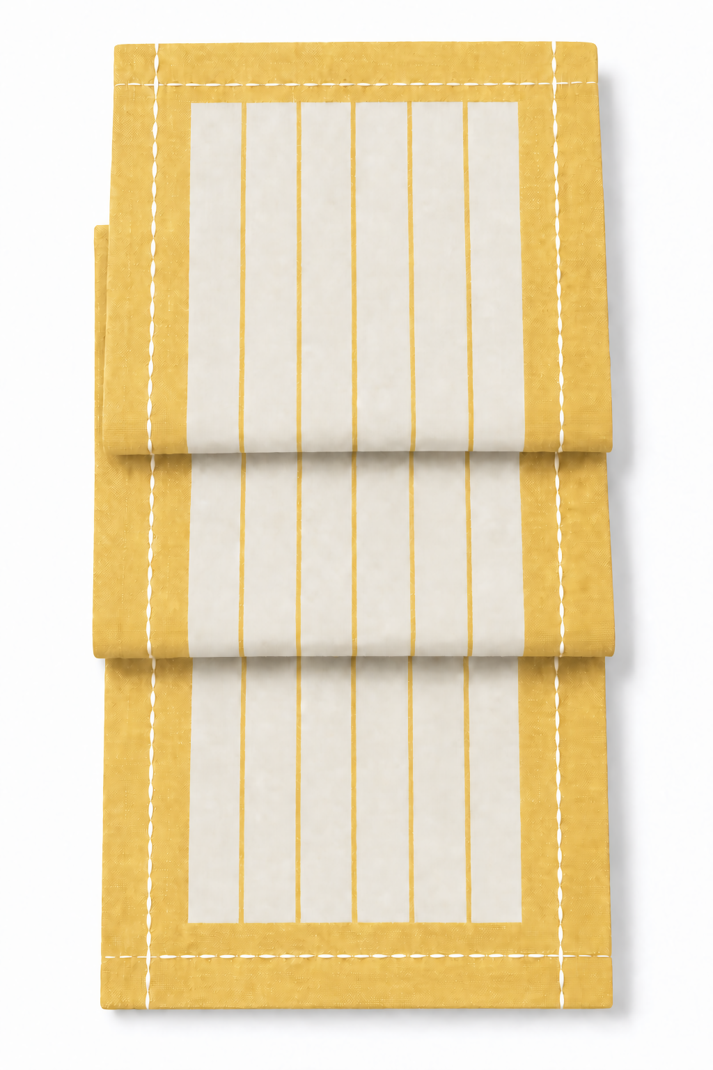 Yellow & Ivory Striped Water-Repellent Turkish Cotton Table Runner – Coastal & Timeless Style